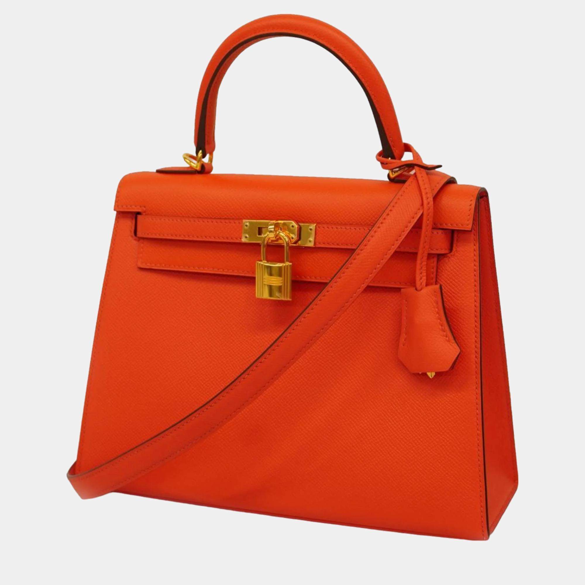 Hermes Red Epsom Leather Kelly 25 Tote Bag