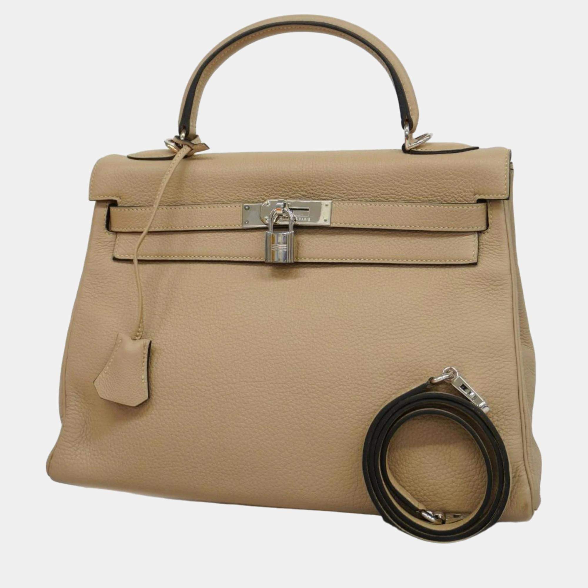 Hermes Beige Togo Kelly 32 G Stamp Ladies Handbag