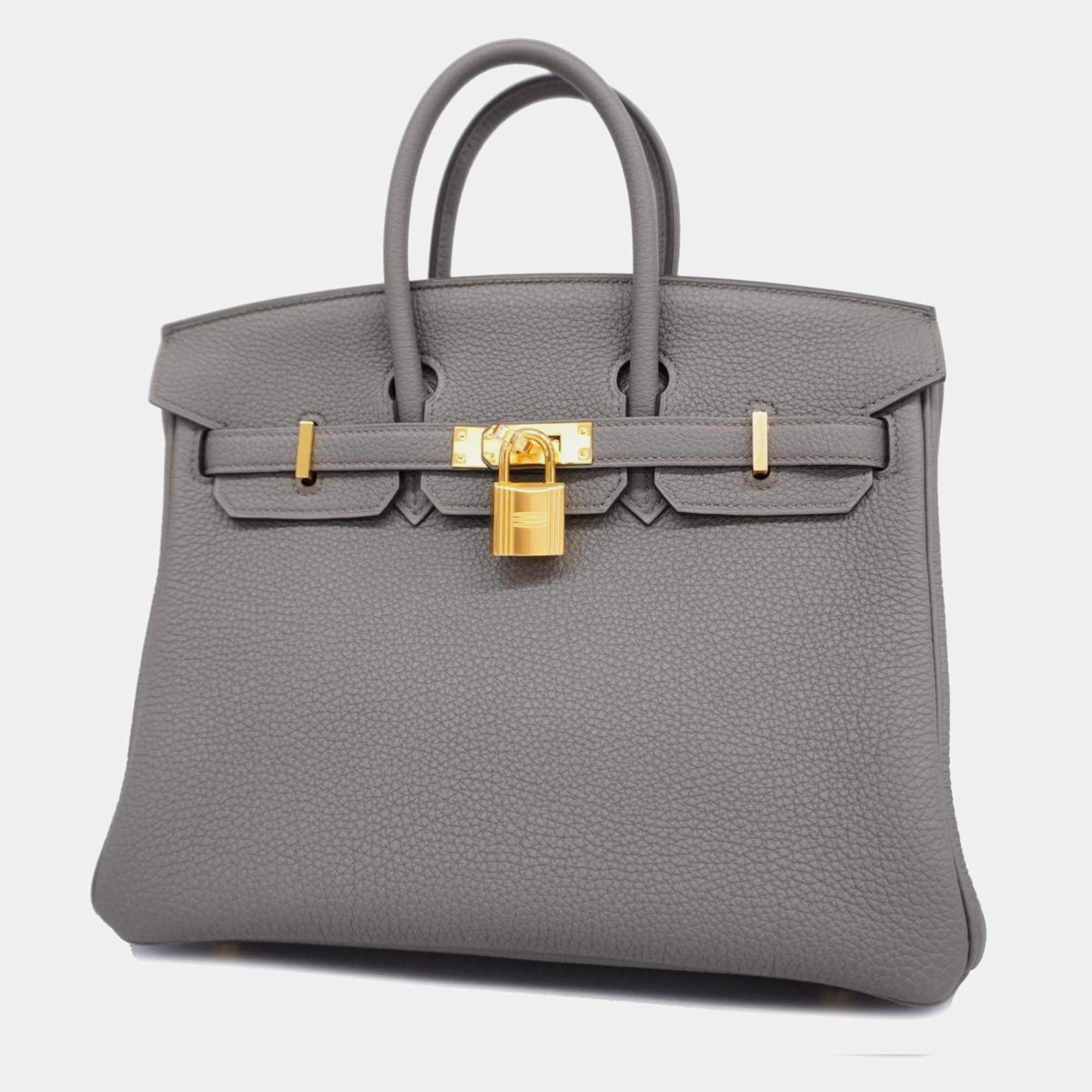 Hermes Etain Togo Birkin Engraved Handbag