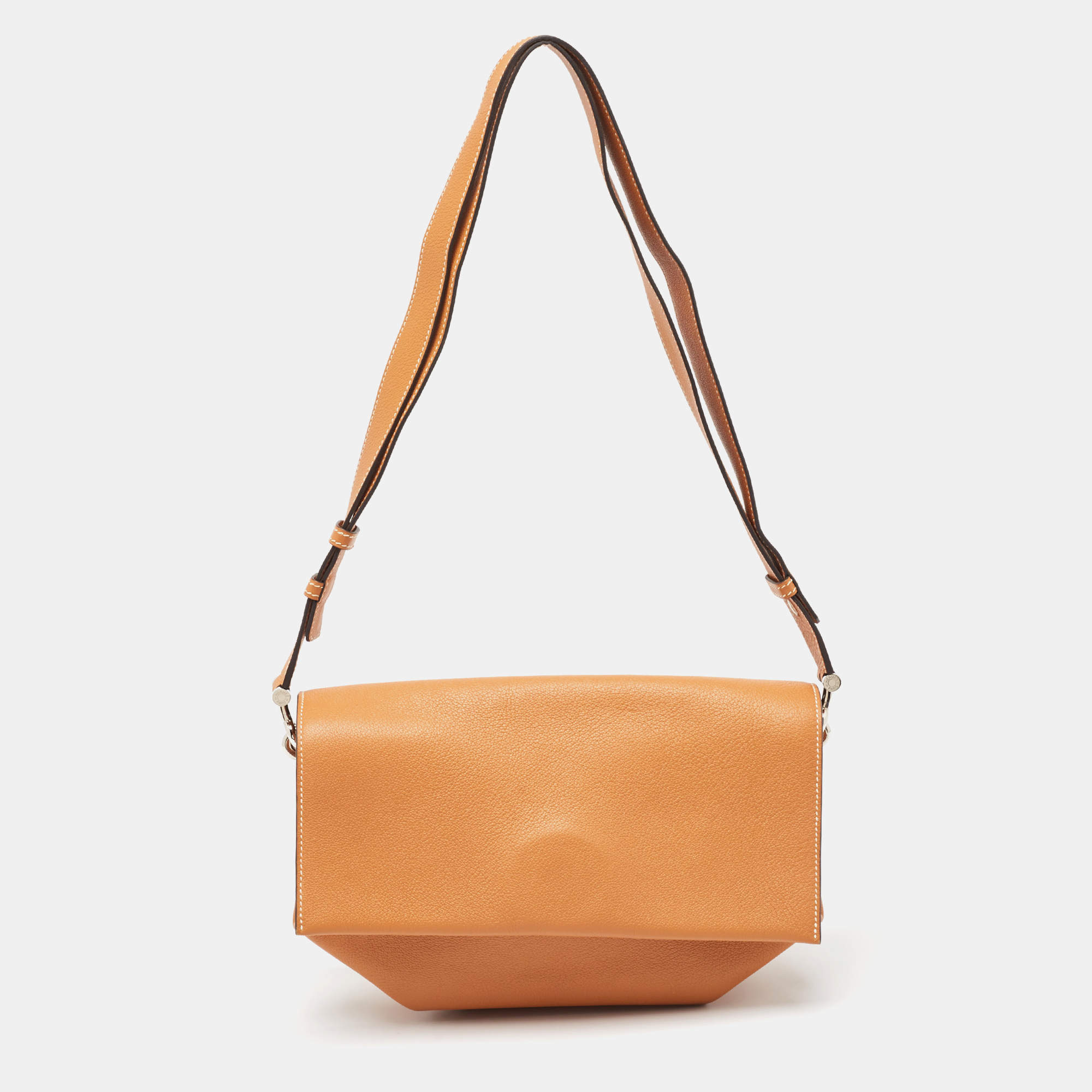 Pre Owned Hermes Toffee/Lime Taurillon Novillo Leather Opli 28 Bag