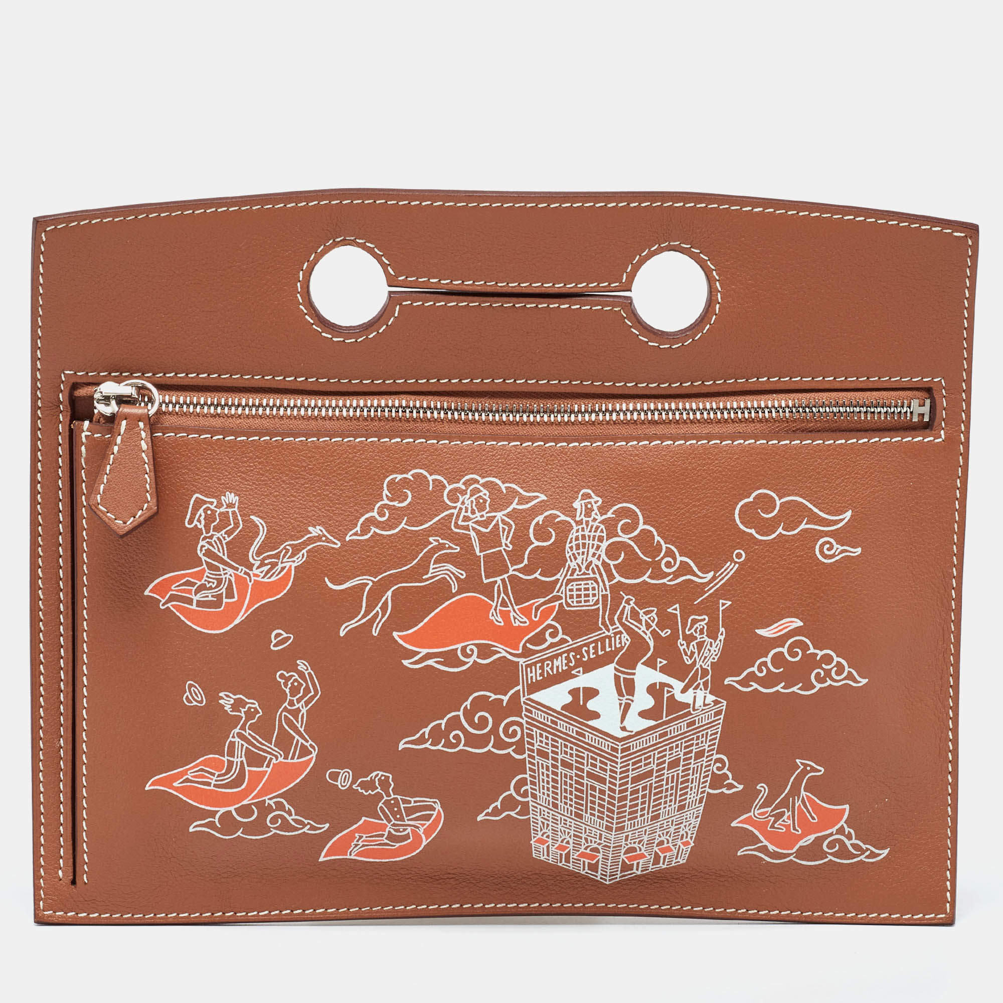 Pre Owned Hermes Gold Swift Leather L'Epopee Backpocket Pouch