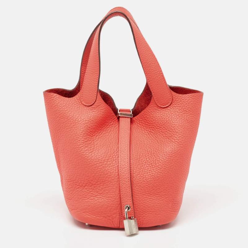 Hermes Rose Jaipur Taurillon Clemence Leather Picotin Lock 18 Bag