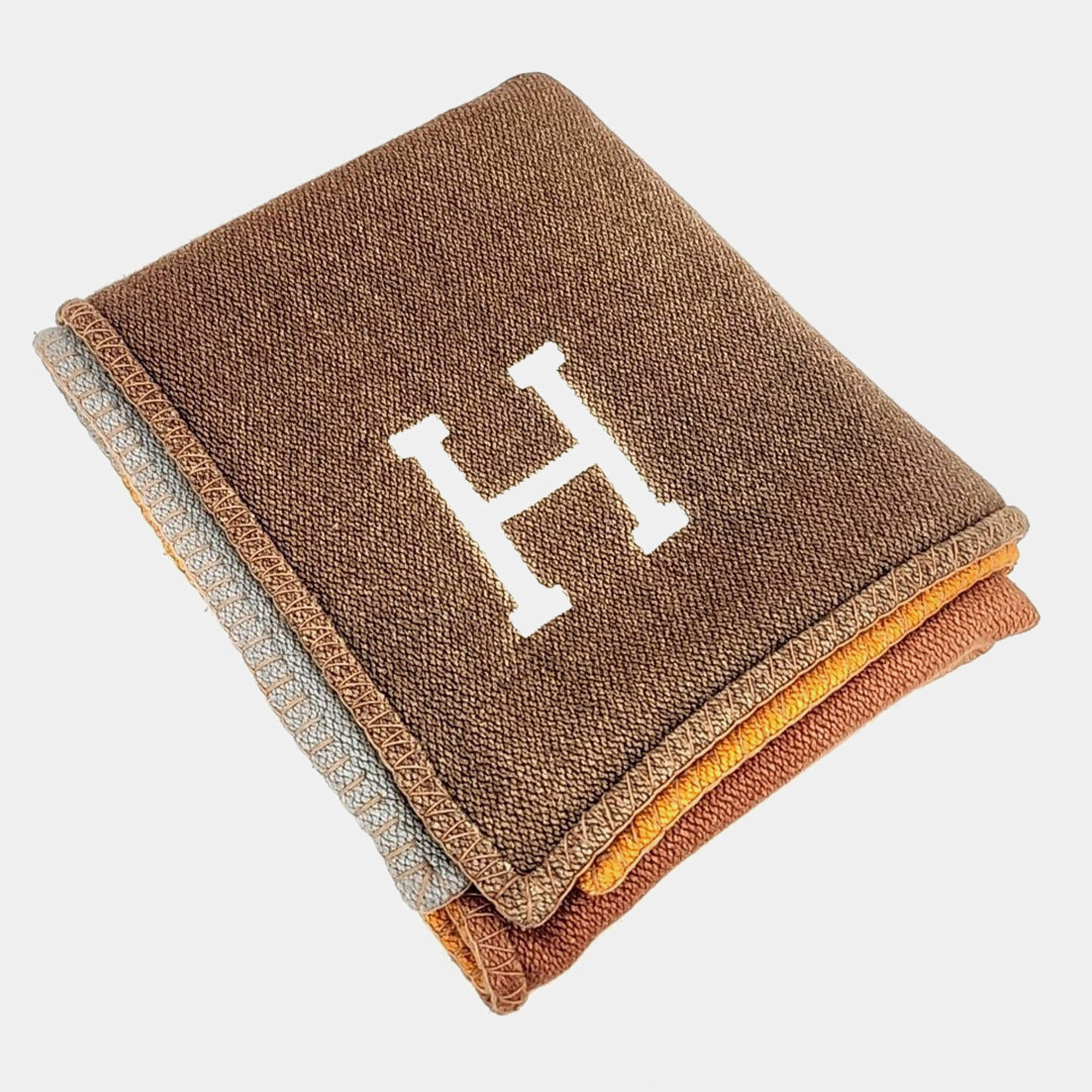 Pre Owned بطانية هيرميس "ملتي كولور" كشمير بني