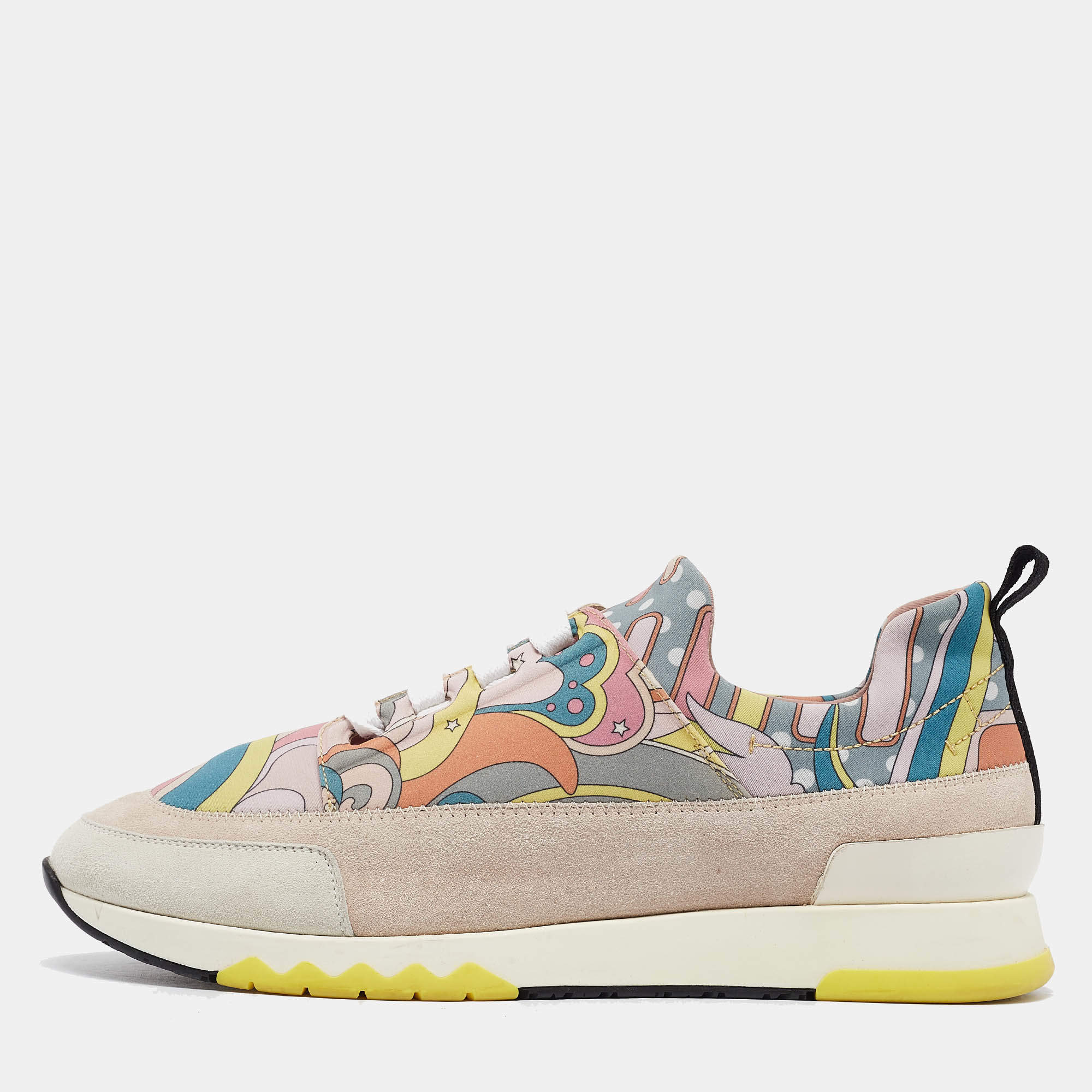 Hermes Multicolor Neoprene Suede Stadium Lace Up Sneakers Size 39