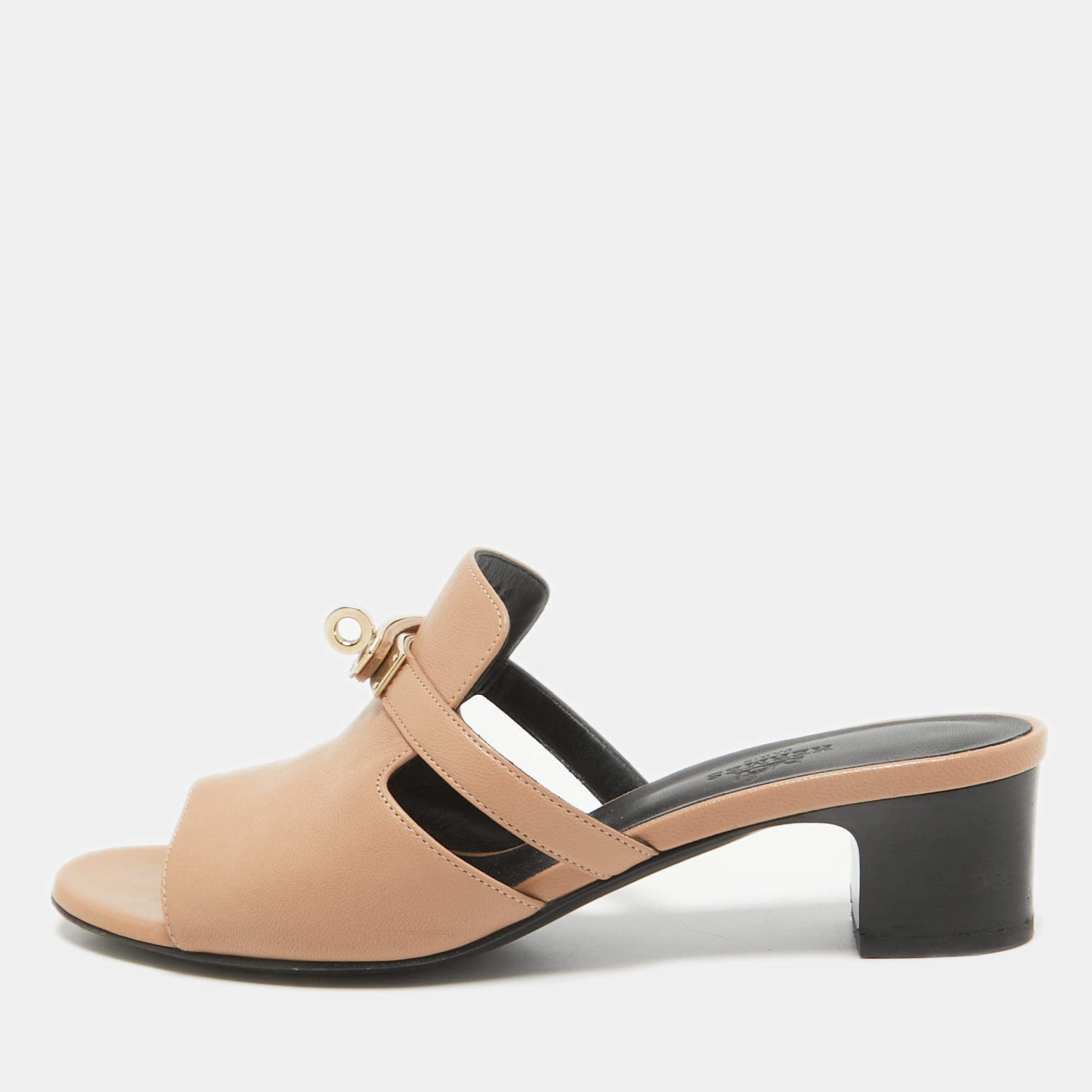 Hermes Tan Leather Candy Slide Sandals Size 38