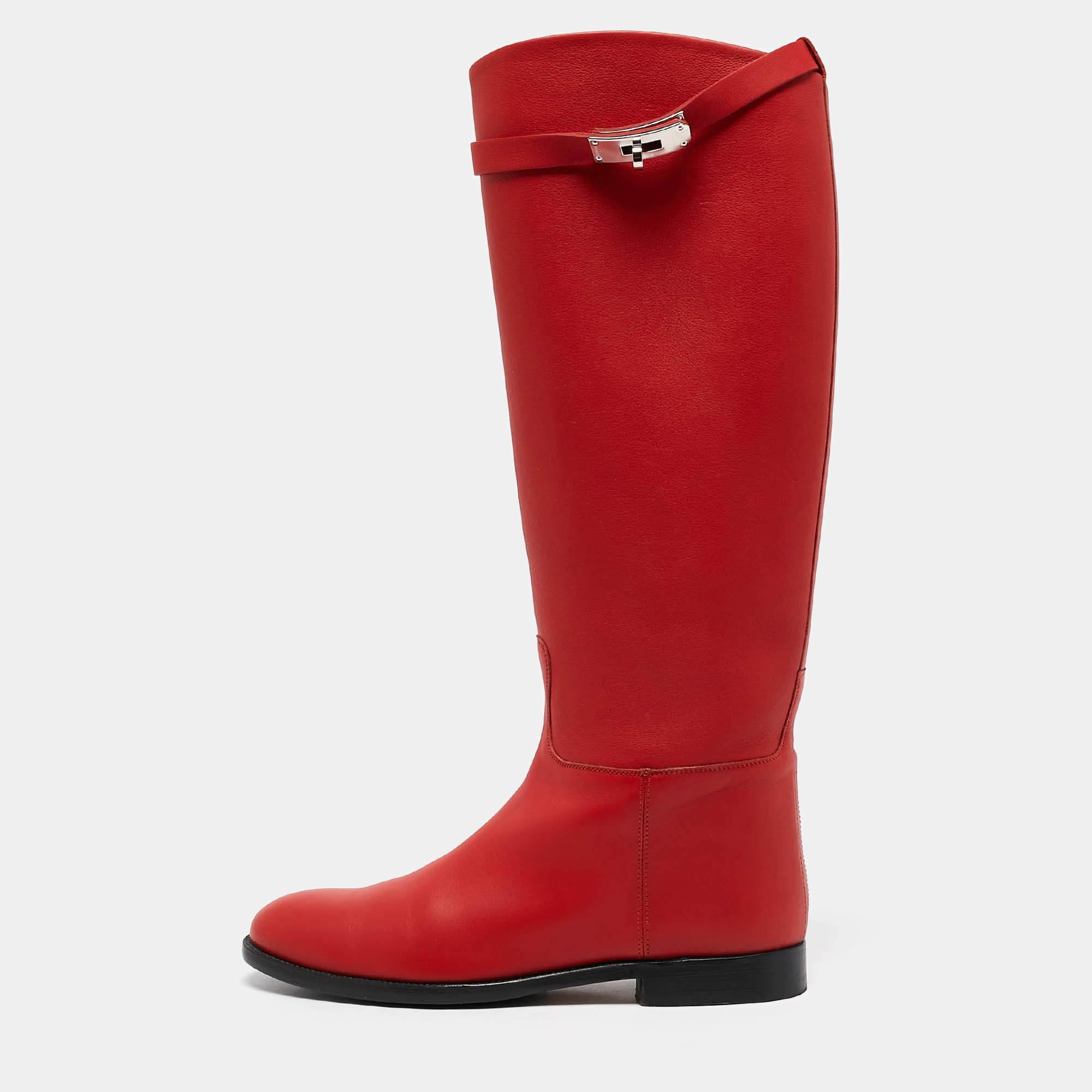Hermes Red Leather Jumping Boots Size 39