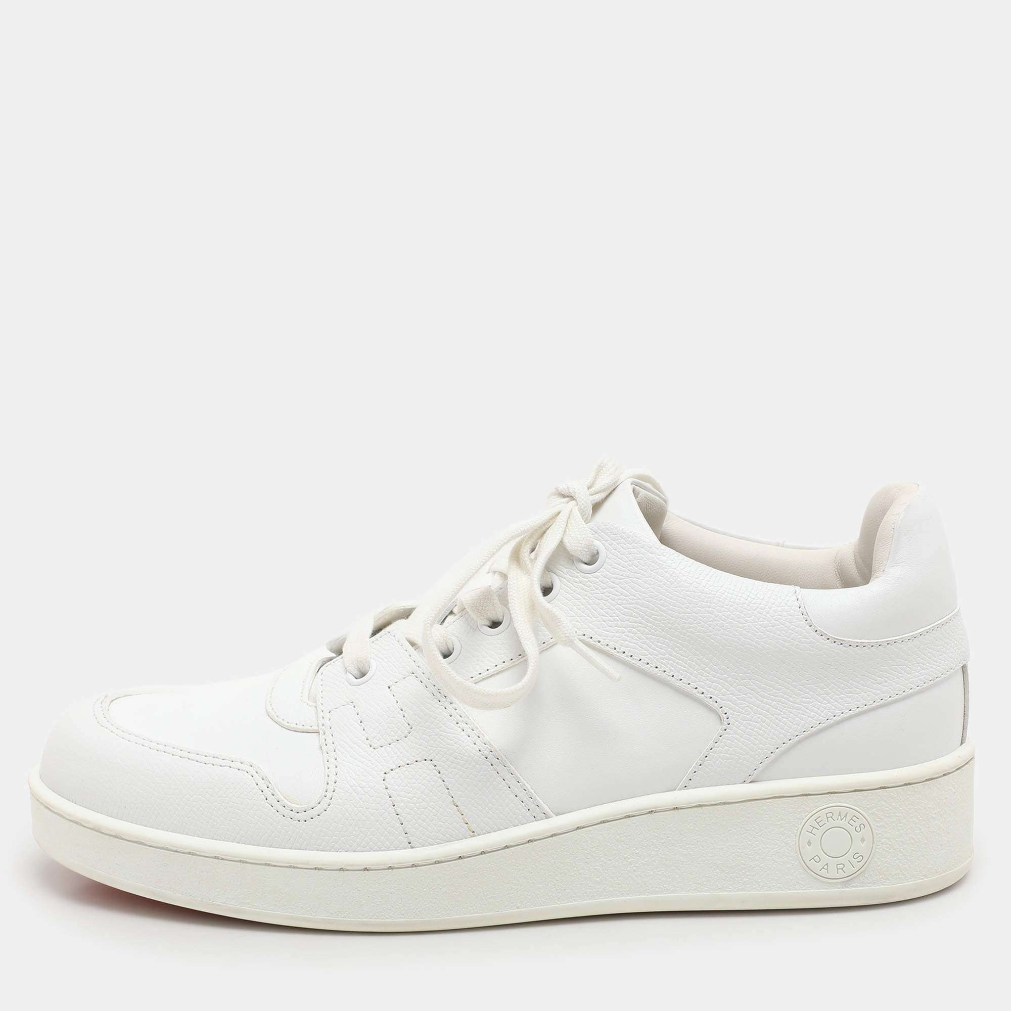 Hermes White Leather Free Low Top Sneakers Size 39
