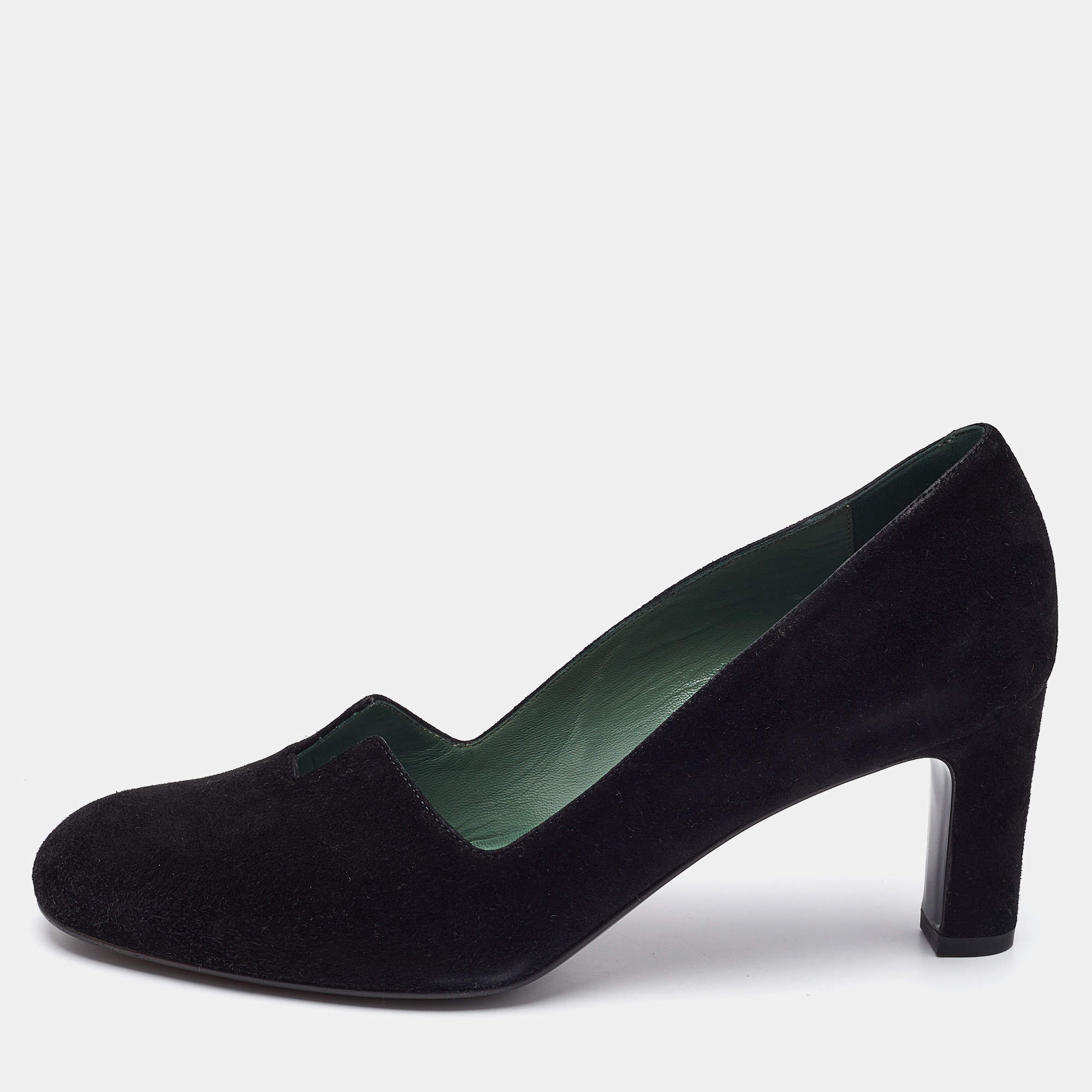 Hermès Black Suede Jackie Pumps Size 37.5