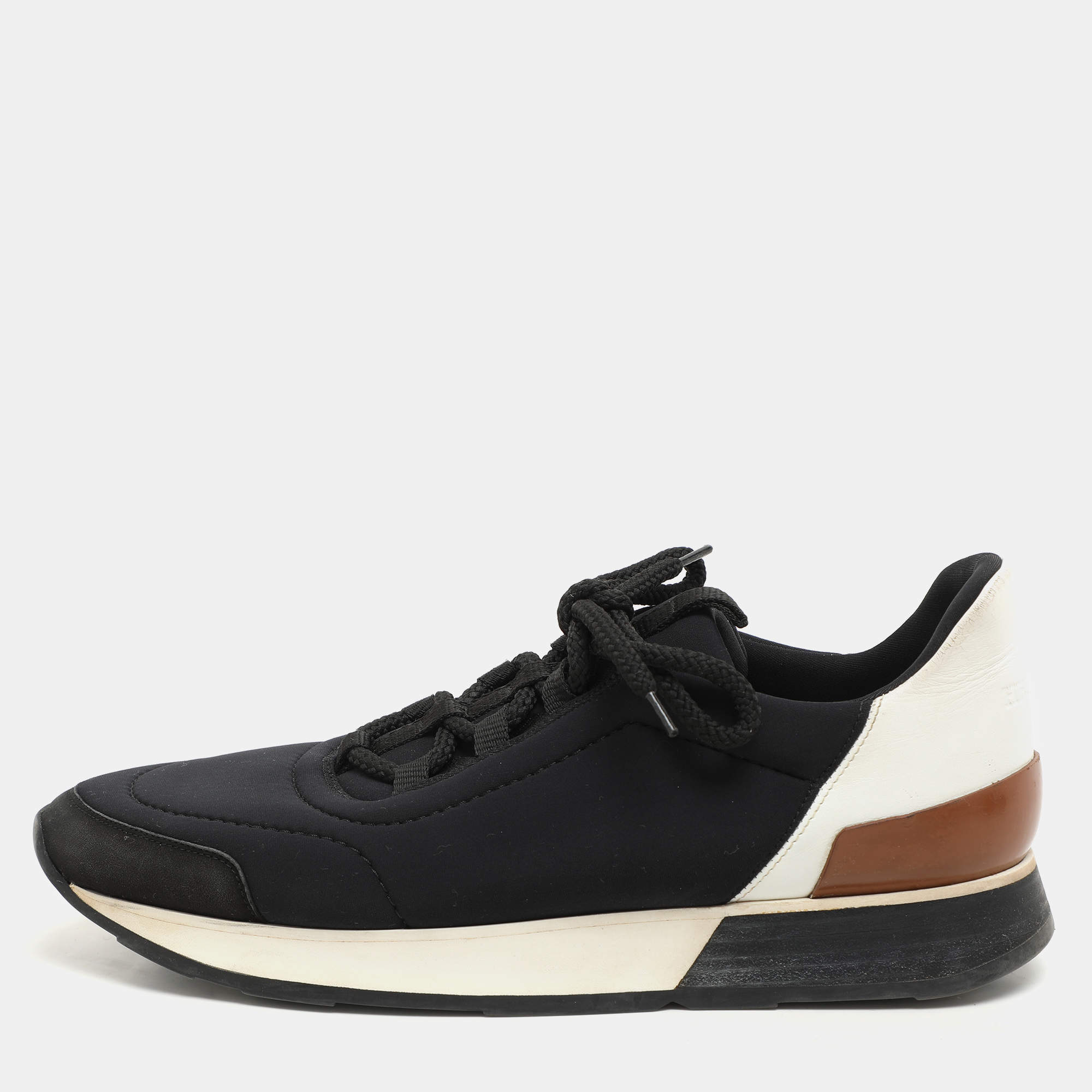 Hermes Navy Blue Neoprene Miles Low Top Sneakers Size 39.5