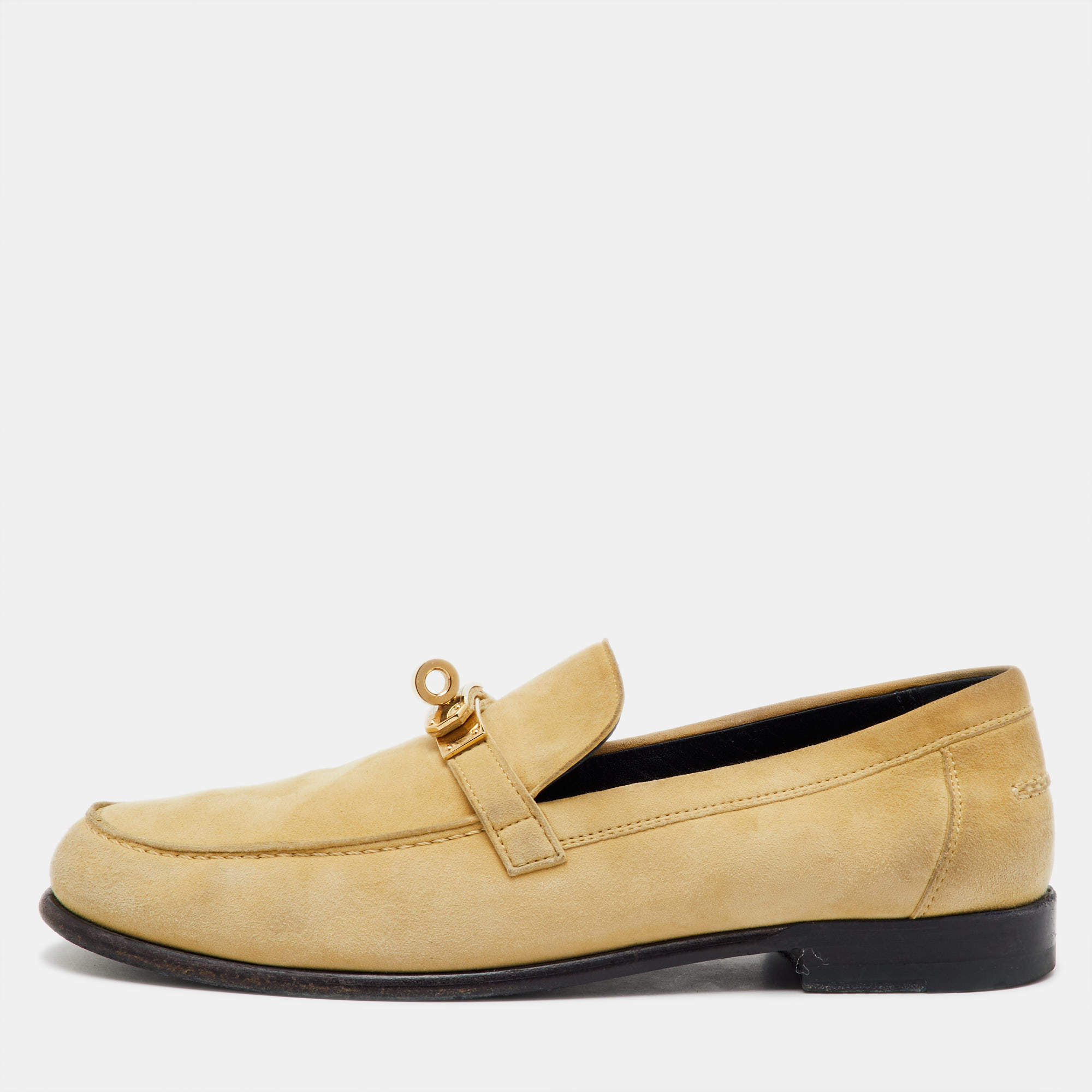 Hermes Cream Suede Destin Slip On Loafers Size 38