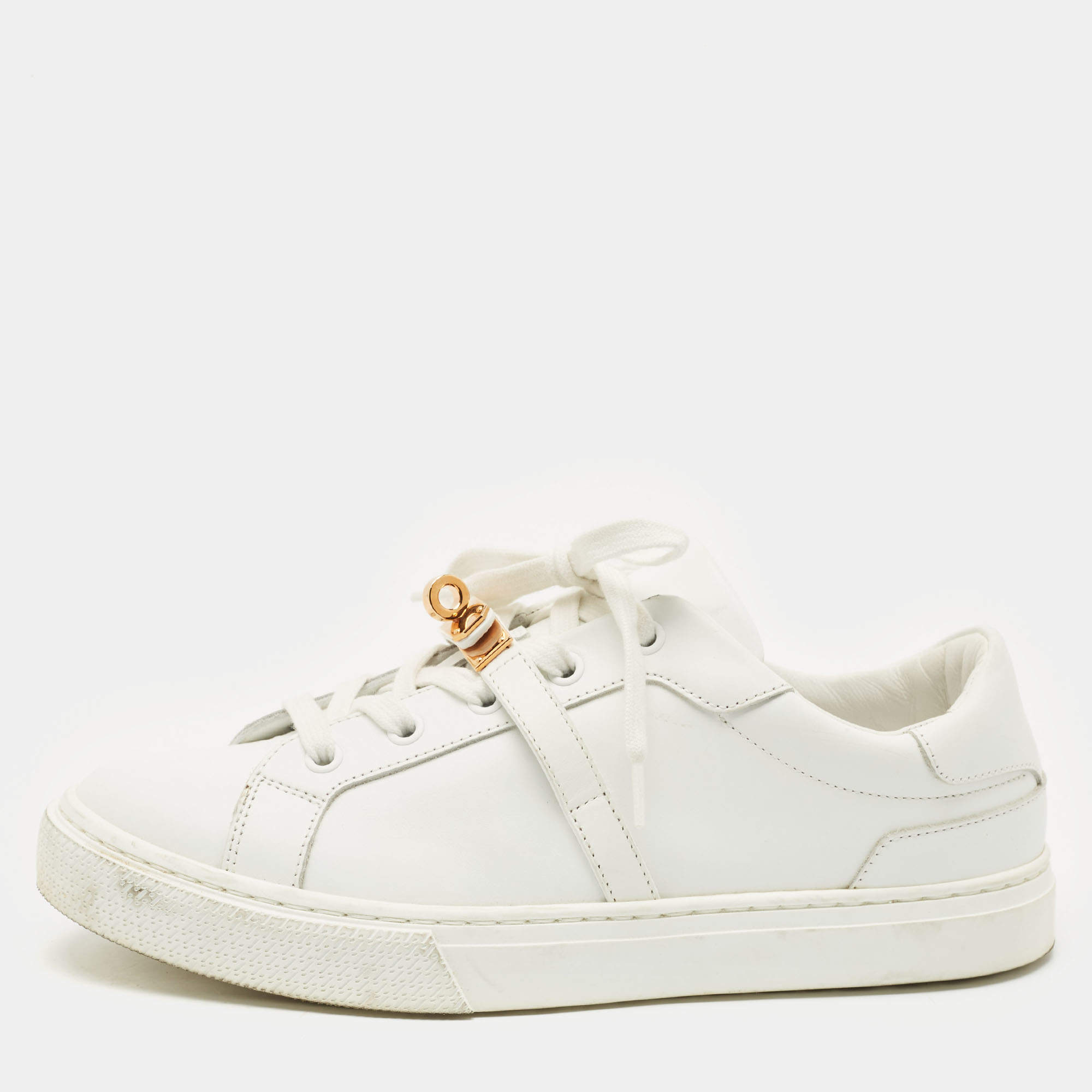 Hermes White Leather Day Low Top Sneakers Size 38