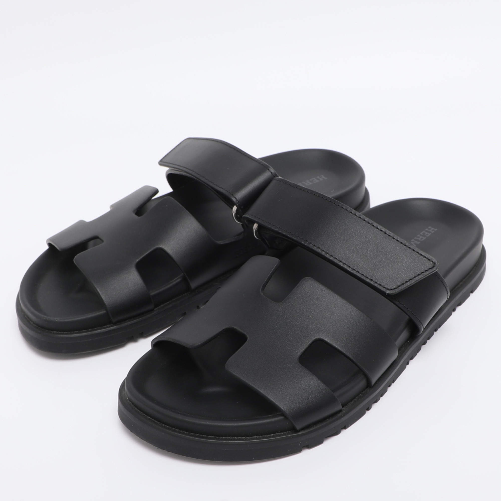 Hermes Black Leather Night Sandals Size 38 Hermes | TLC