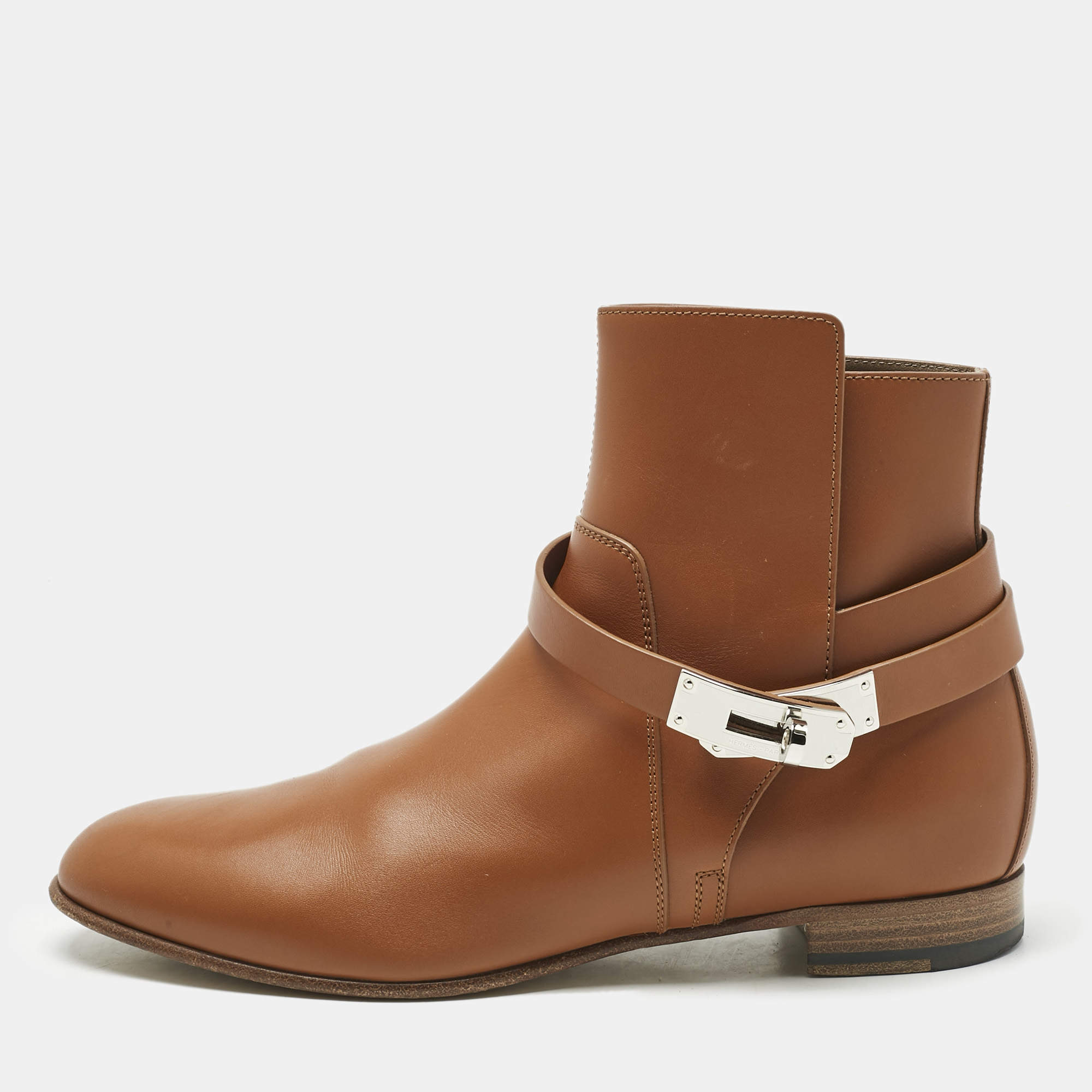 Pre Owned Hermes Brown Leather Neo Ankle Boots 39
