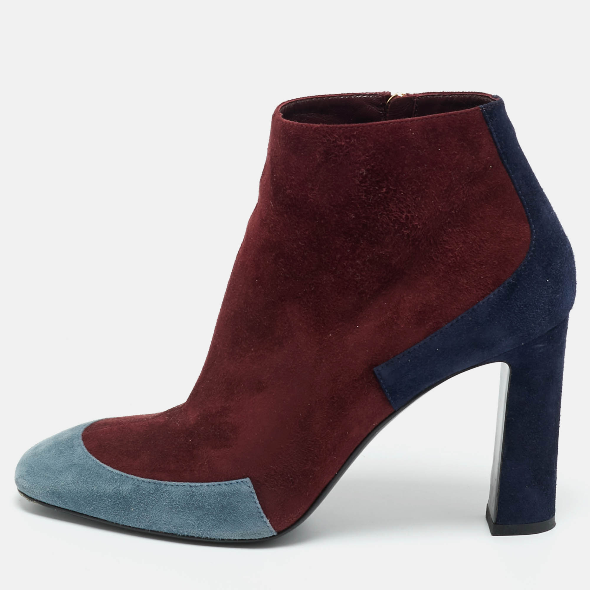 Pre Owned Hermes Tricolor Suede Ankle Length Boots Size 39