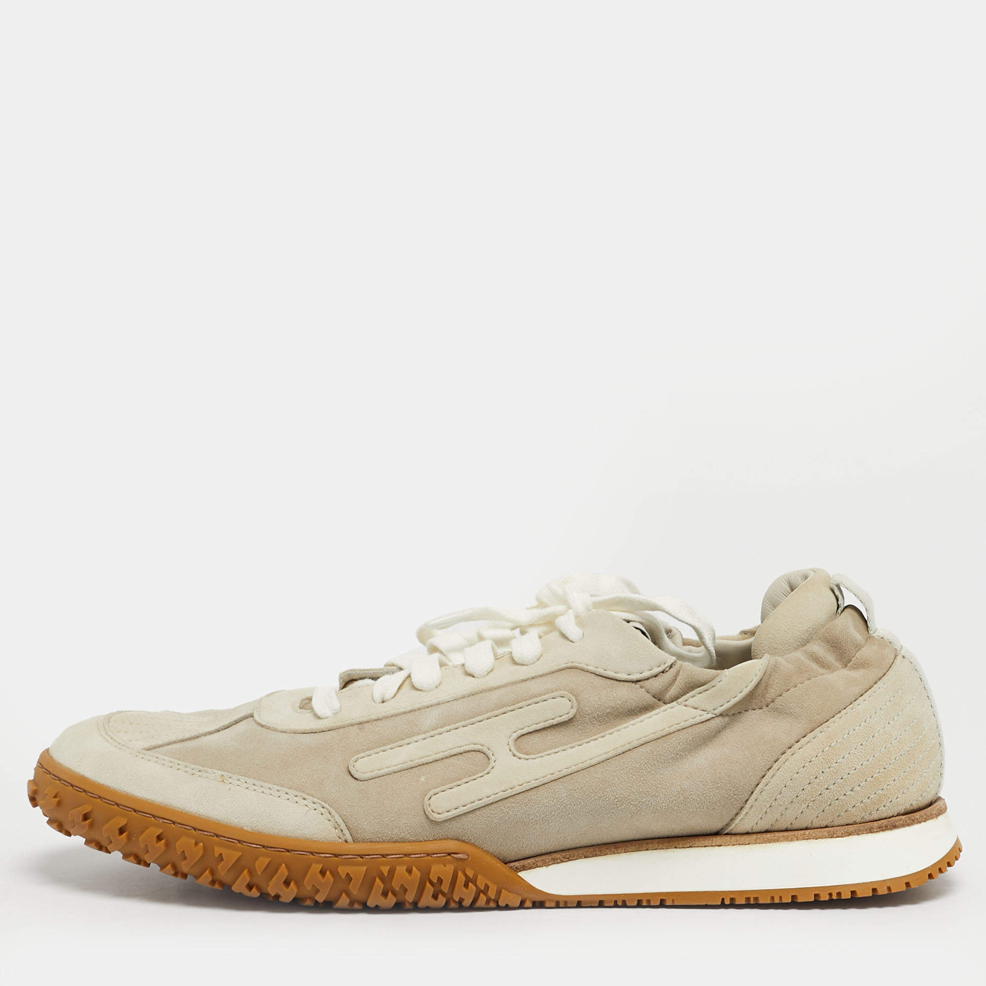 Pre Owned Hermes Grey Suede Jet Lace Up Sneakers Size 40