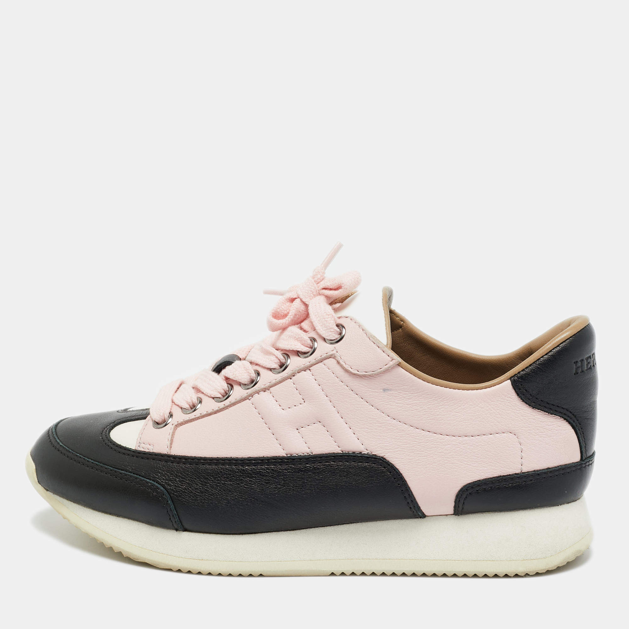 مملوكة مسبقًا Hermes Multicolor Leather Trail Sneakers Size 34.5