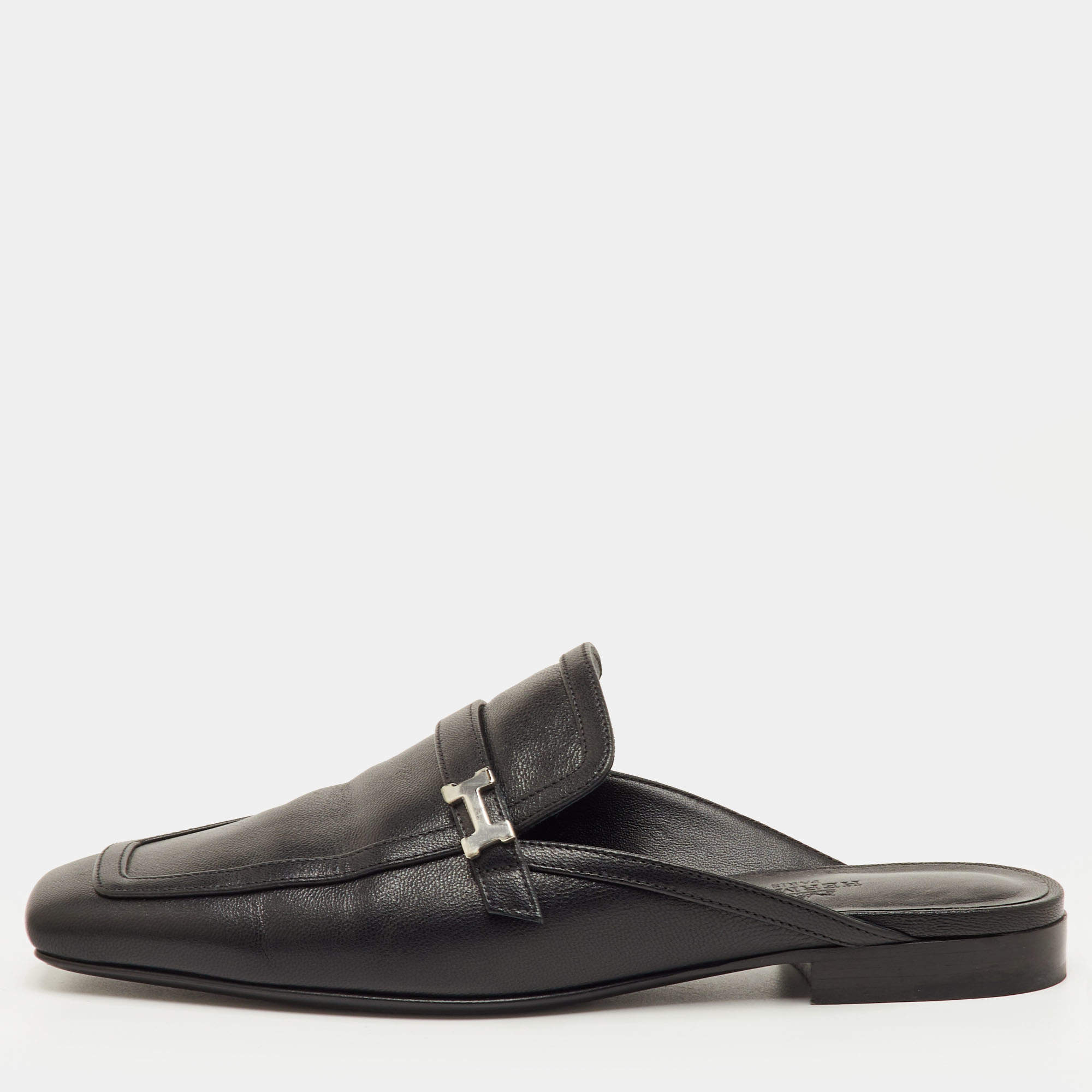 مملوكة مسبقًا Hermes Groupie Size 36 Black Leather Flat Mules
