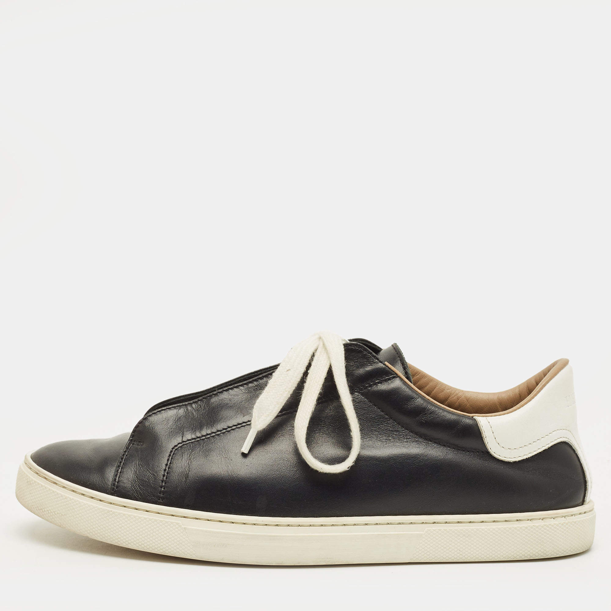 Pre Owned Hermes Day Size 40 Black Leather Lace Up Sneakers