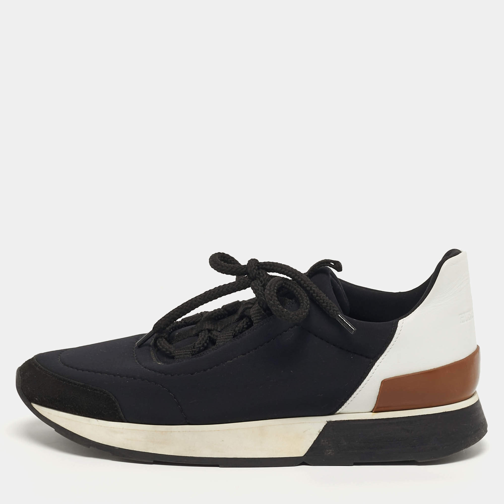 Pre Owned حذاء رياضي هيرمس ميلز ثلاثي الألوان جلد ونيوبيرين منخفض من أعلى مقاس 37