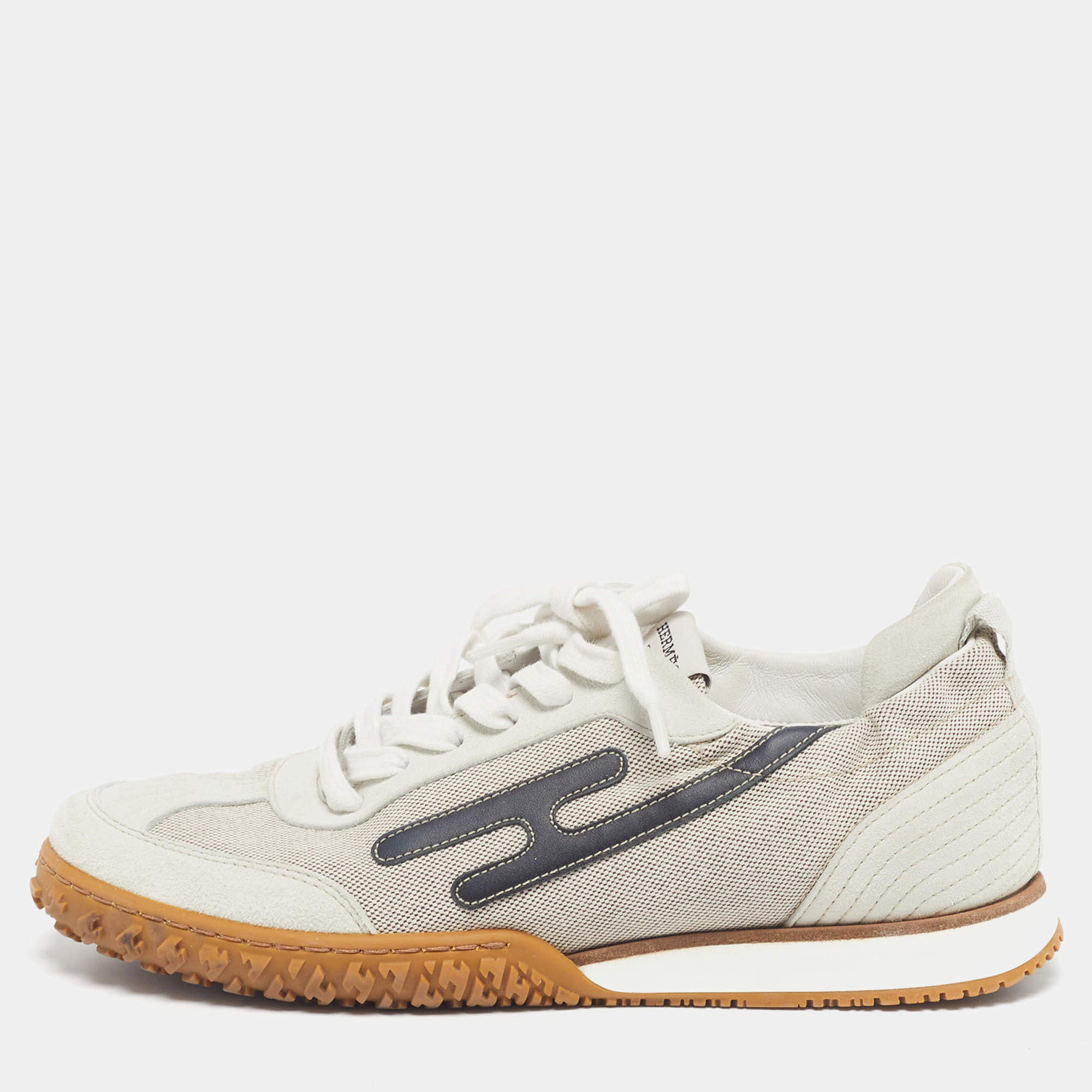 Pre Owned حذاء رياضي هيرمس جت سويدي رمادي برباط مقاس 40