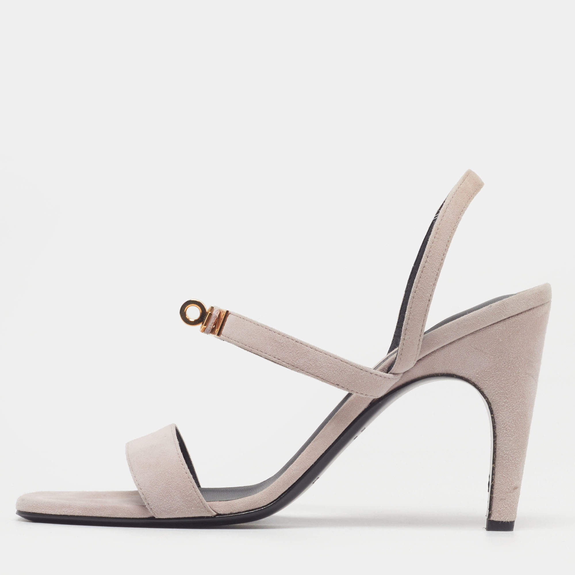 مملوكة مسبقًا Hermes Glamour Size 41 Grey Suede Slingback Sandals