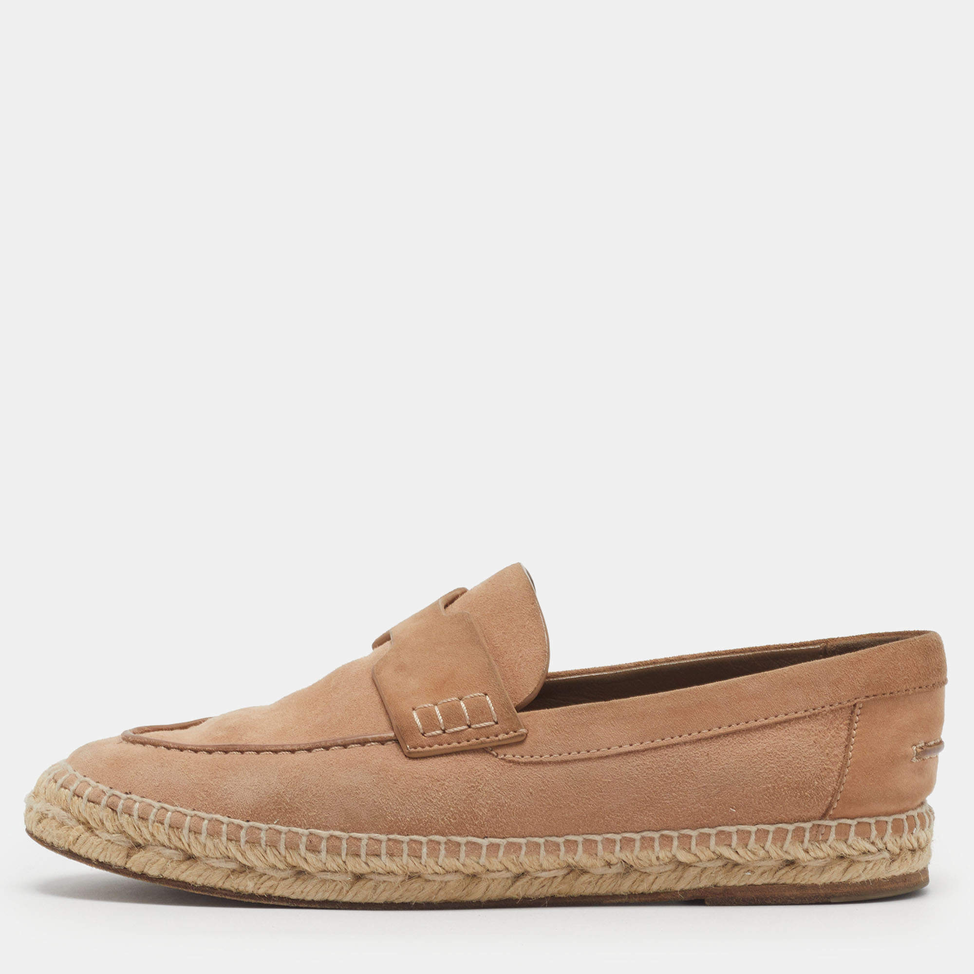 Pre Owned Hermes Trip Size 38 Beige Suede Espadrille Flats