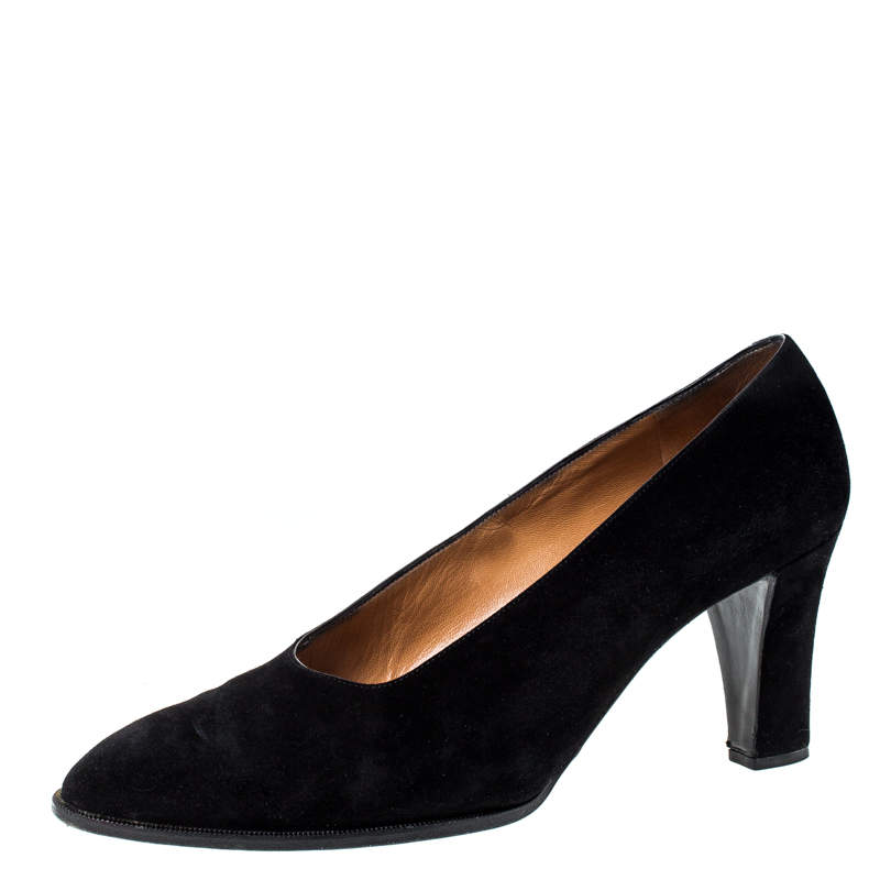 Hermes Black Suede Vintage Platform Pumps Size 40