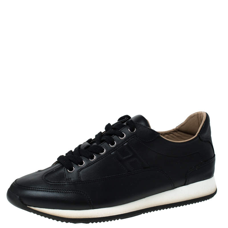 black leather lace up sneakers