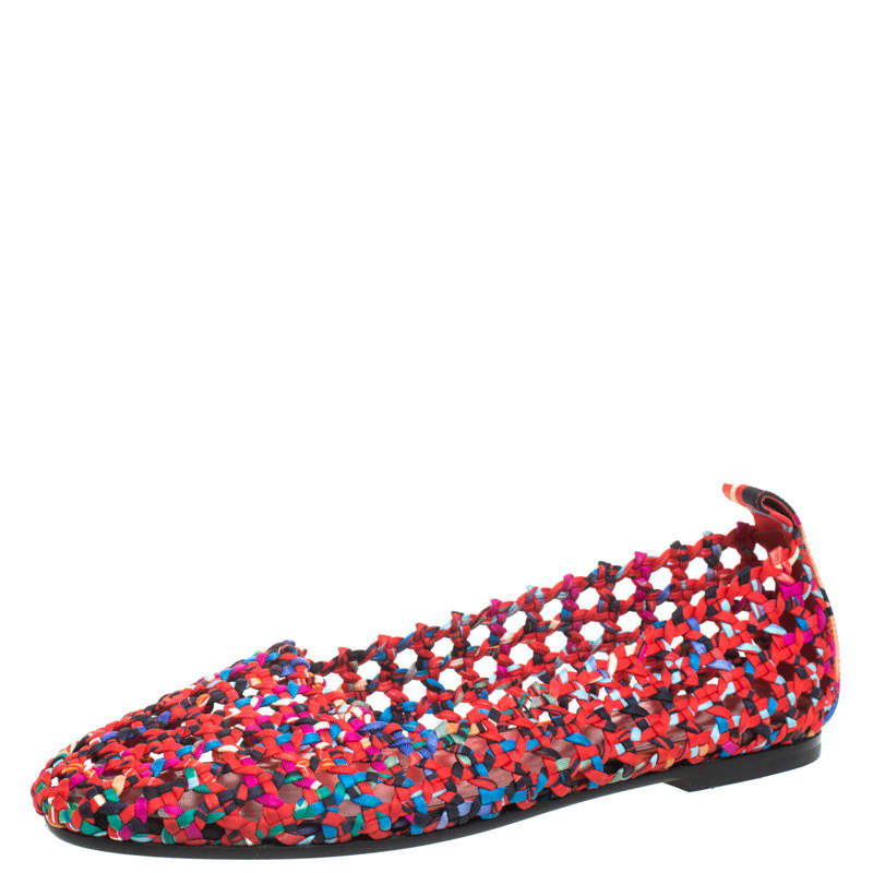 Hermès Multicolor Woven Silk Minorque Ballet Flats Size 40