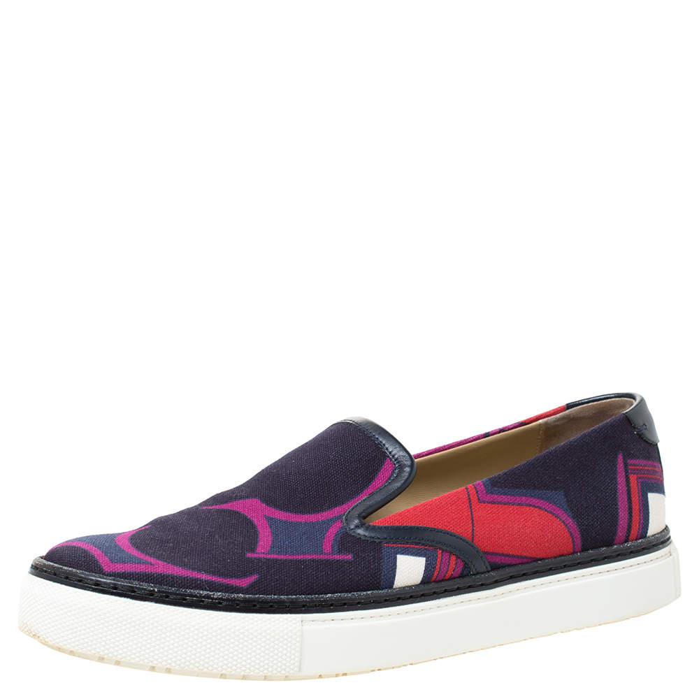 Hermes Multicolor Abstract Print Canvas Slip On Sneakers Size 38 Hermes