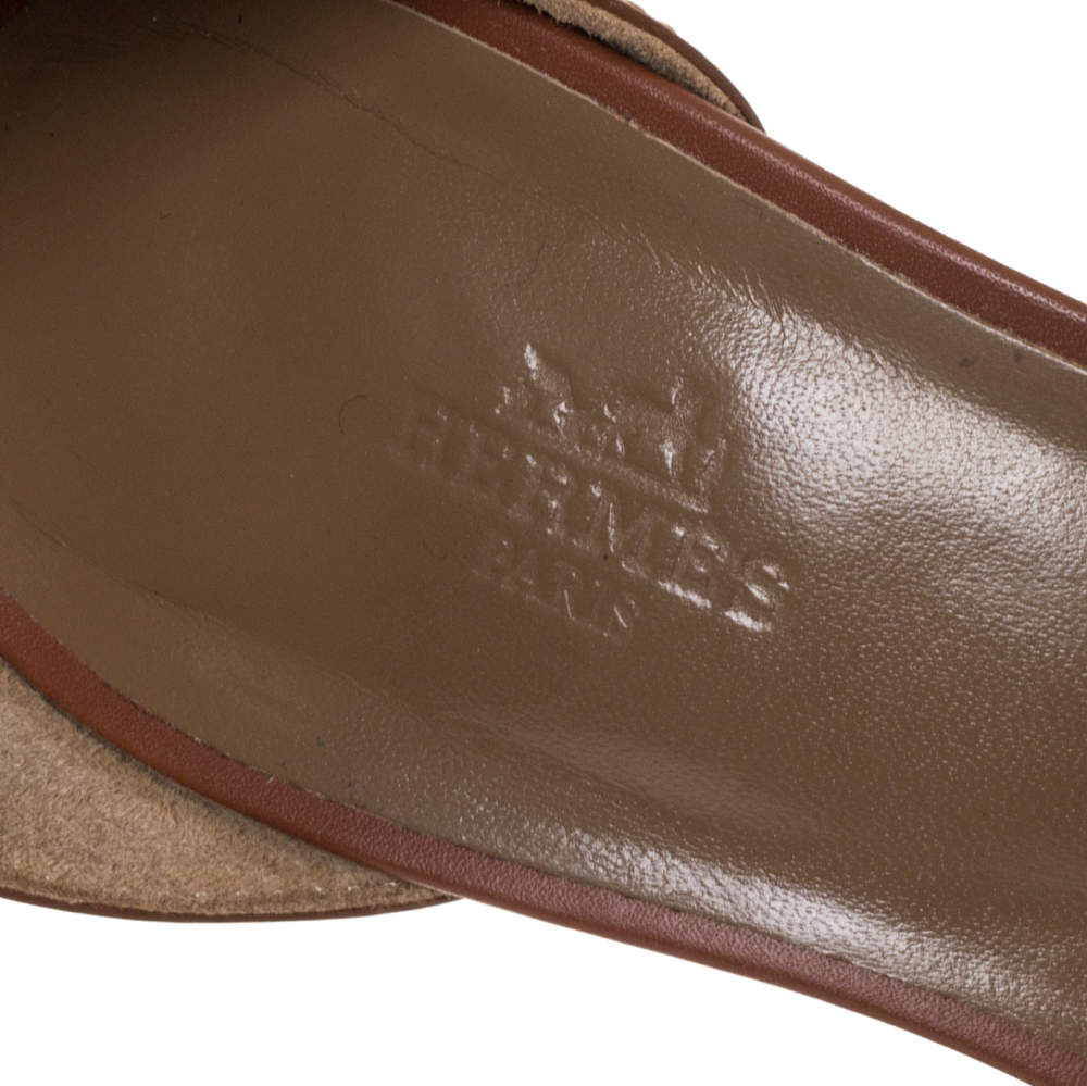Hermès Green Leather Legend Wedge Sandals Size 40 Hermes