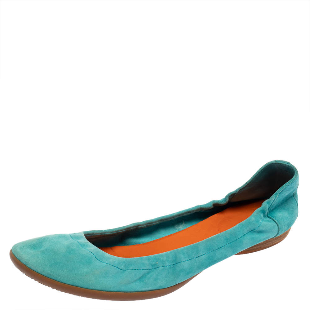 Hermes Blue Suede Ballet Flats Size 39