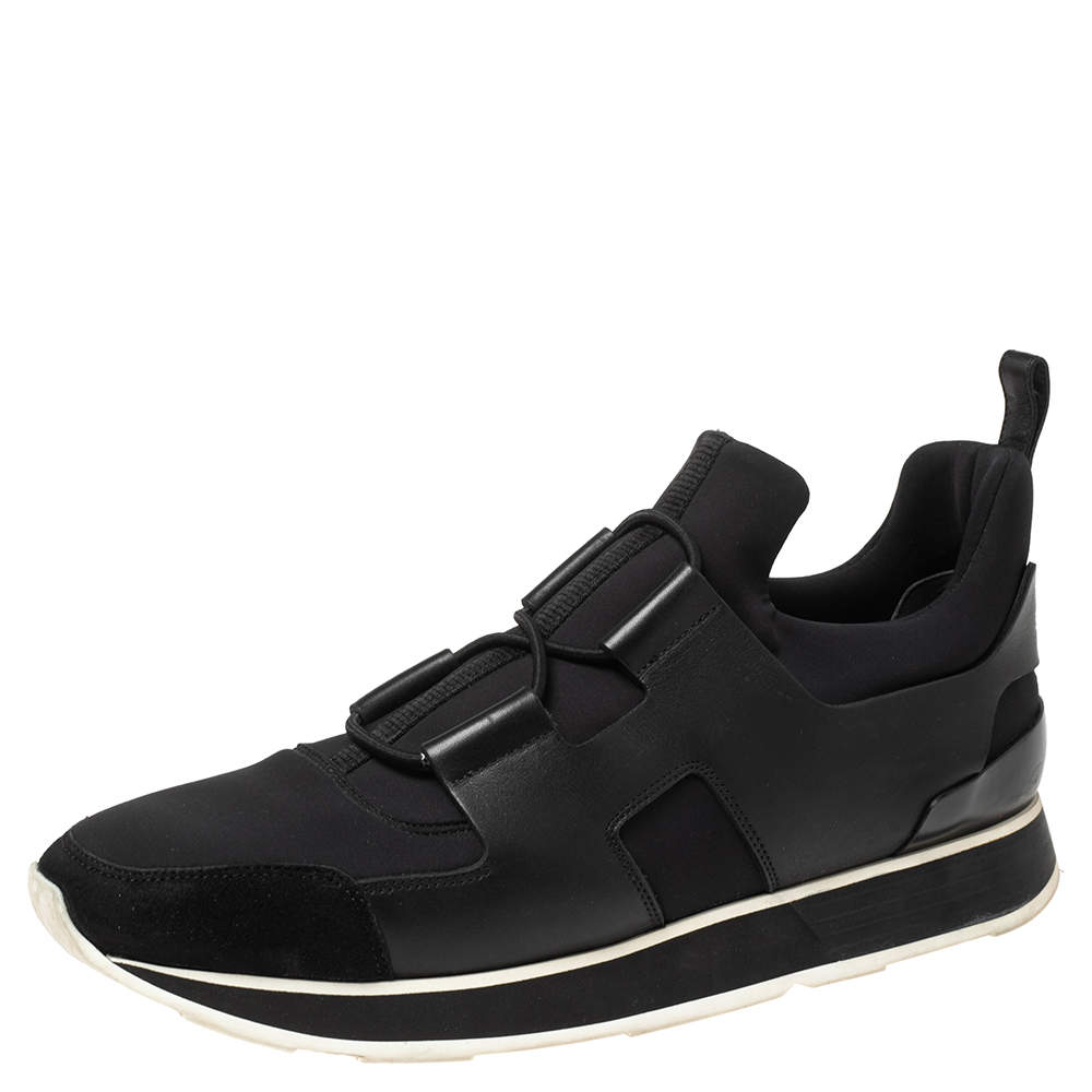 Pre Owned Hermés Black Neoprene, Leather and Suede Low-Top Sneakers Size 40