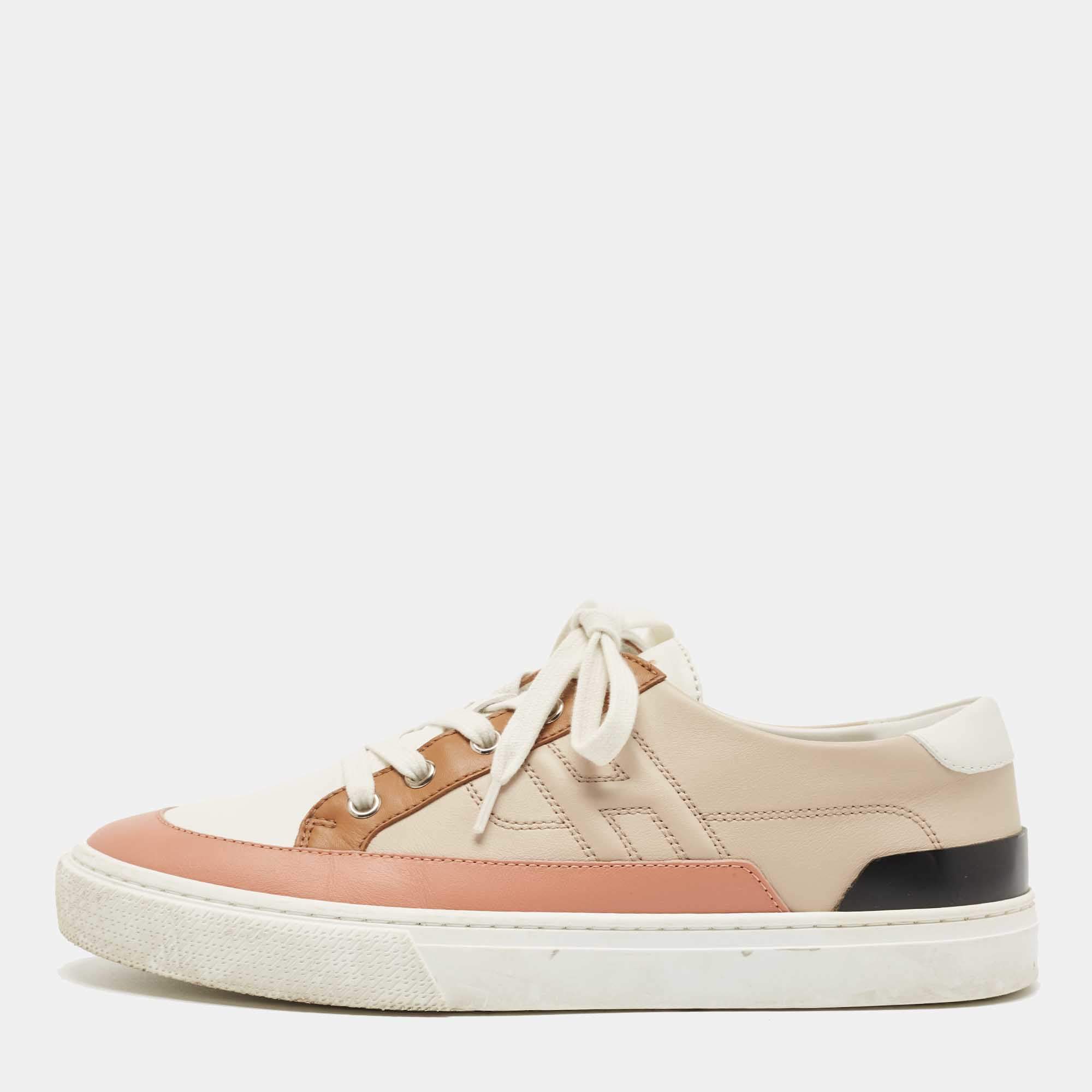 Hermes Multicolor Leather Deep Low Top Sneakers Size 40