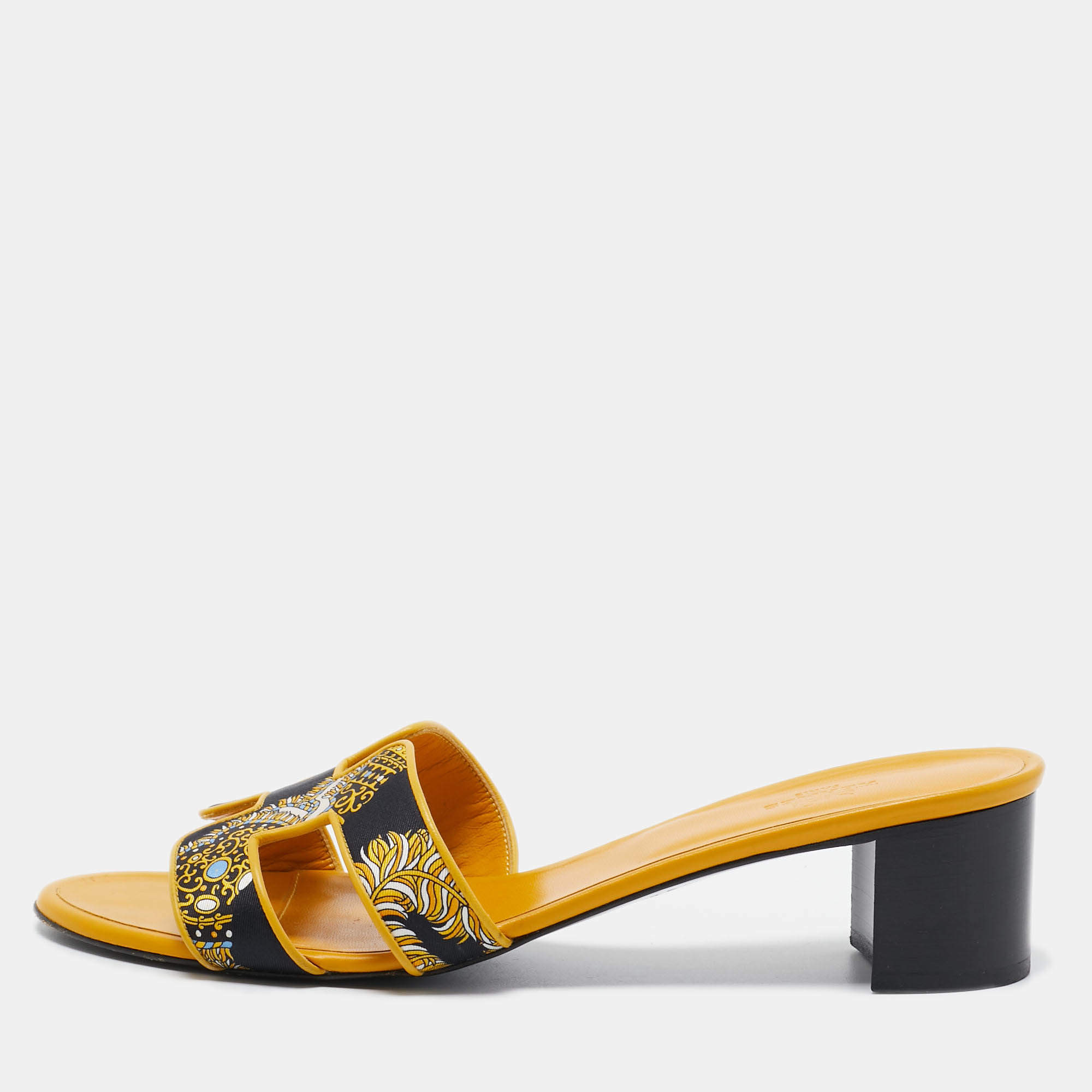 Hermes Yellow Canvas and Leather Oasis Sandals Size 41