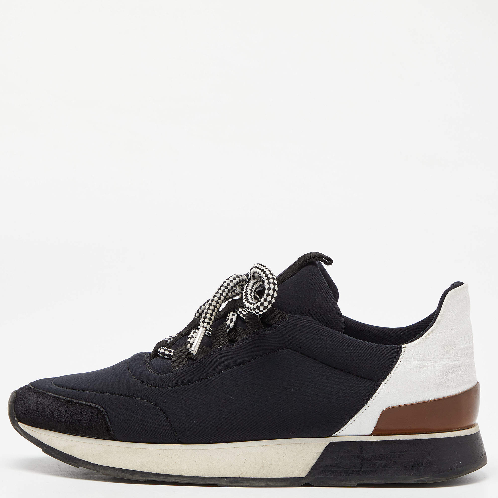 Hermes Black Fabric and Suede Miles Low Top Sneakers Size 39