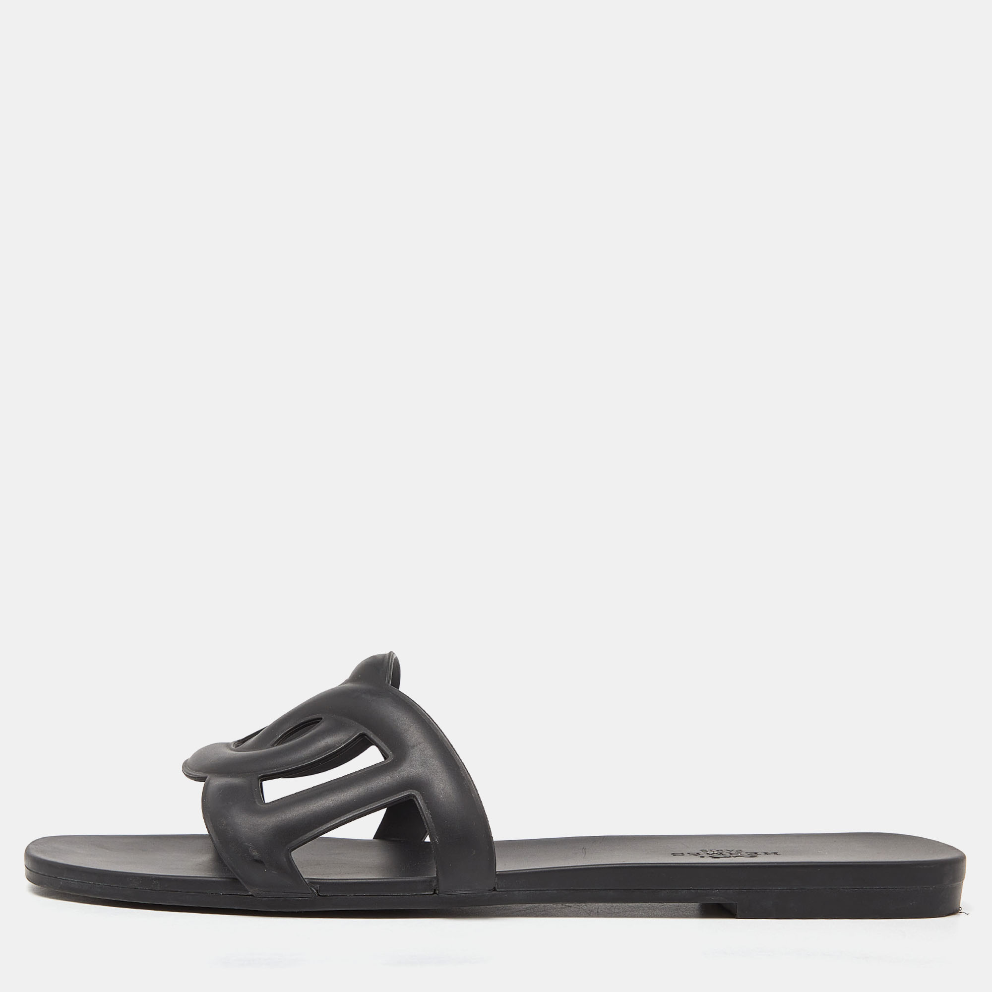 Hermes Black Rubber Aloha Sandals - 37 – I MISS YOU VINTAGE