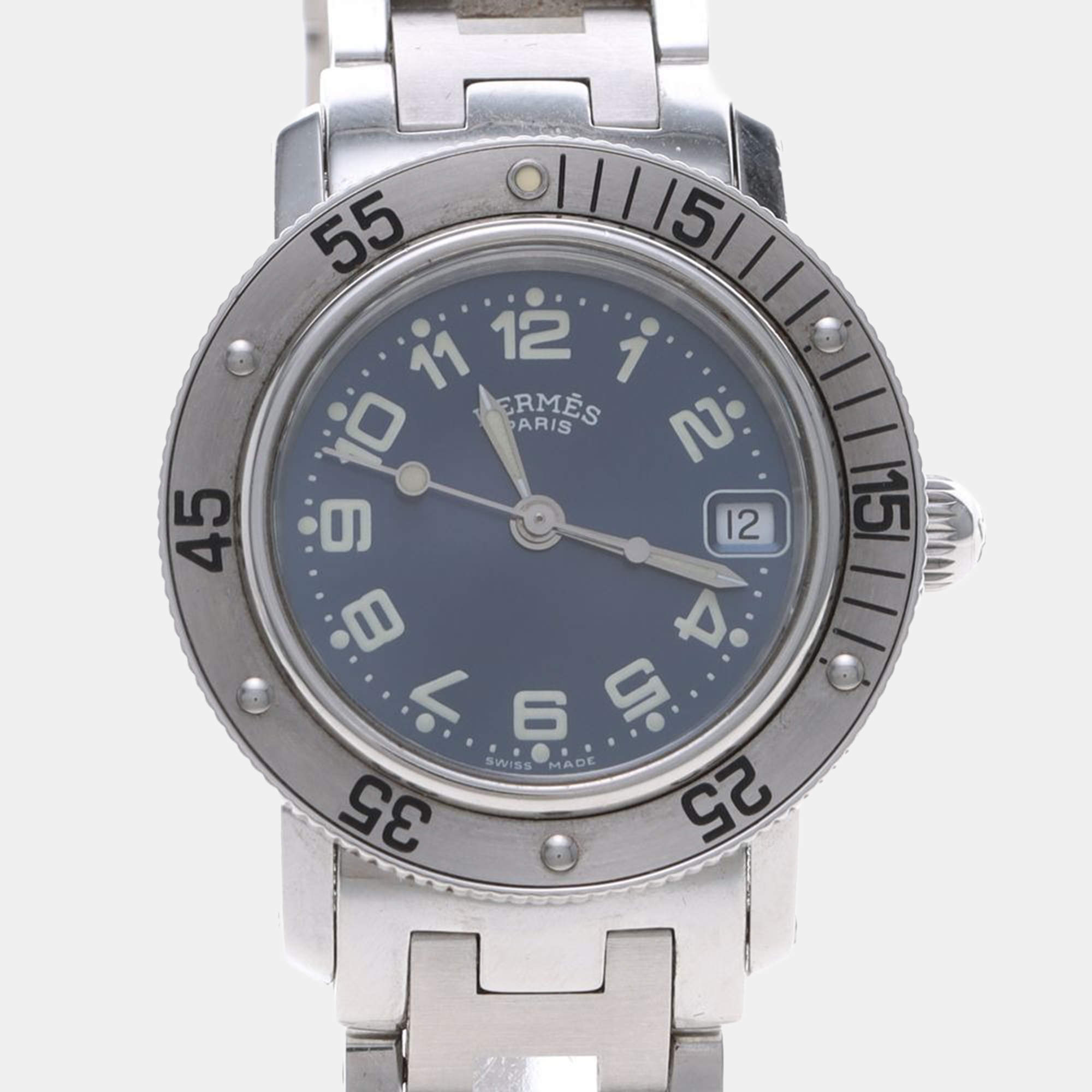 Pre Owned Hermes Clipper CL5.210 Quartz Stainless Steel Women's Wristwatch 28 mm
