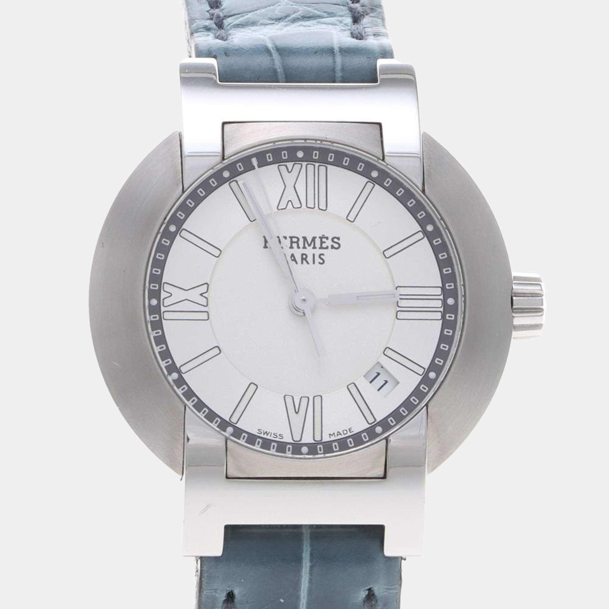 Pre Owned Hermes Nomad N04.210 Quartz Stainless Steel Women's Wristwatch 28 mm