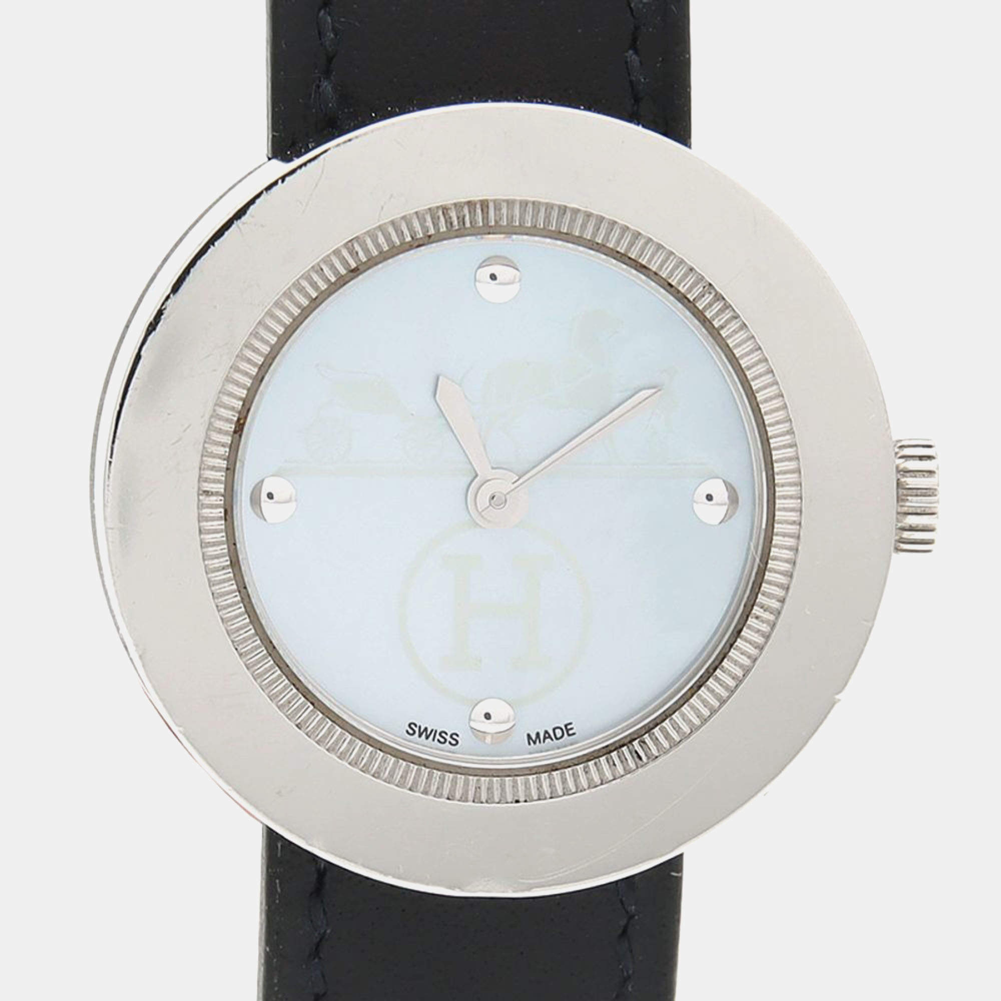 Pre Owned Hermes Passe Passe PP1.210 Quartz MOP Stainless Steel Women's Wristwatch 26 mm