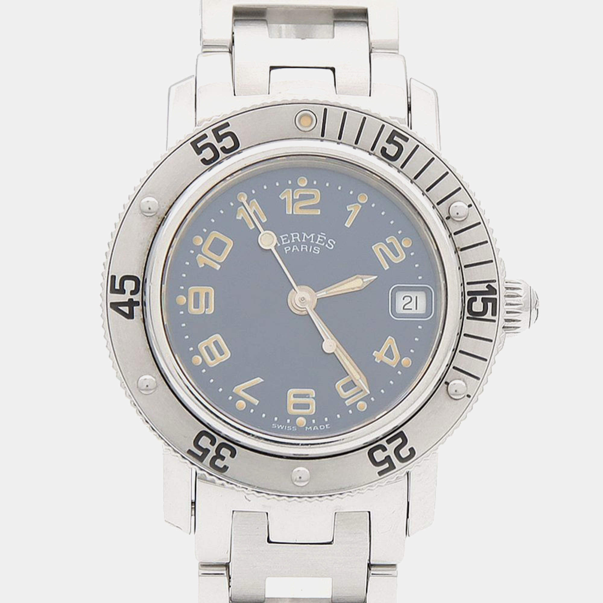Pre Owned Hermes Clipper CL5.210 Quartz Stainless Steel Women's Wristwatch 28 mm