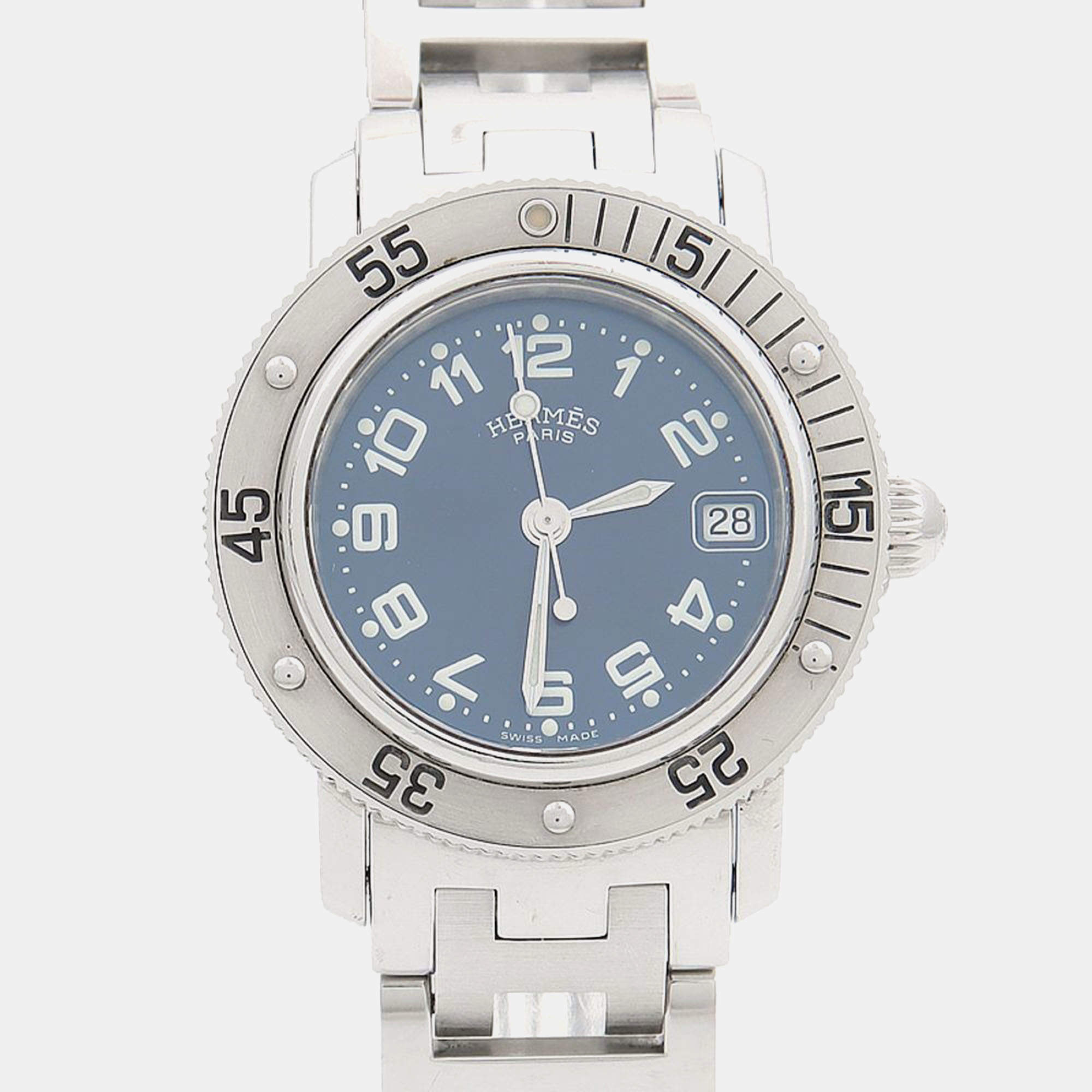 Pre Owned Hermes Clipper CL5.210 Quartz Stainless Steel Women's Wristwatch 28 mm