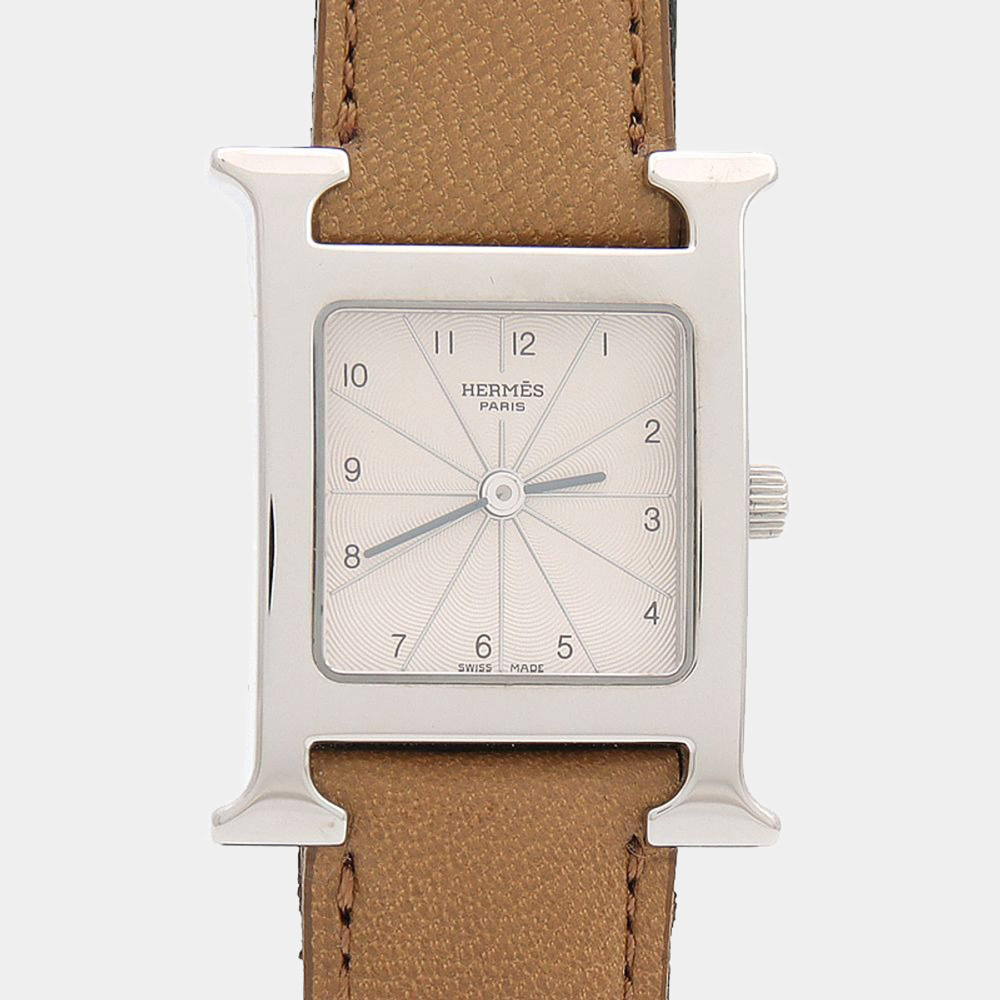 Pre Owned Hermes Heure H HH1.210 Quartz Stainless Steel Womens Wristwatch 21 mm