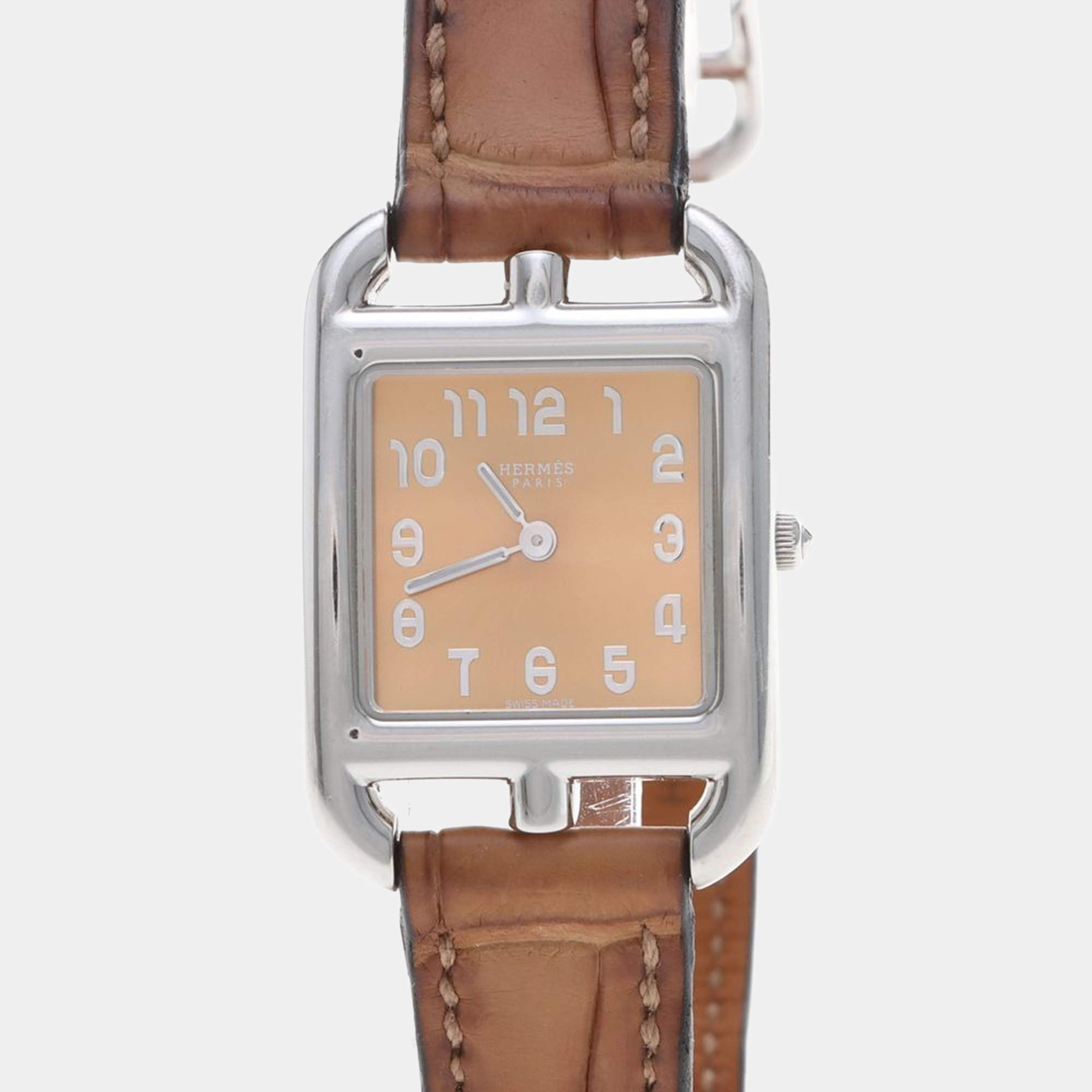 Pre Owned Hermes Cape Cod CC1.210c Quartz Stainless Steel Womens Wristwatch 23 mm