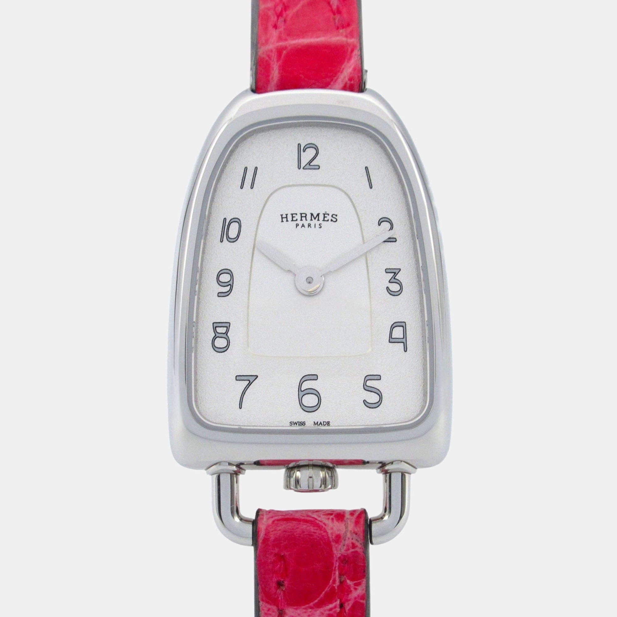 Pre Owned Hermes Galop GA1.110 Quartz Silver Stainless Steel Women's Wristwatch 20 mm