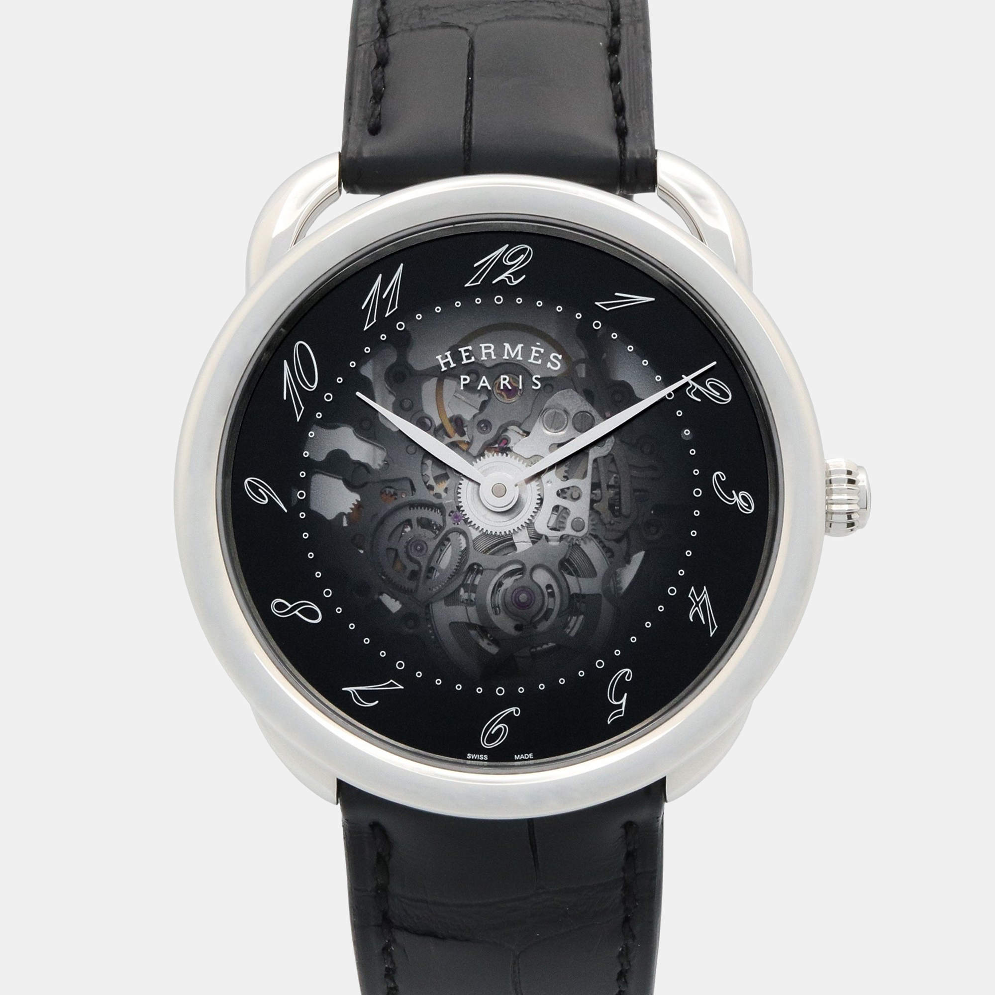 Pre Owned Hermes Arceau AR2.710 Automatic Black Stainless Steel Women's Wristwatch 40 mm