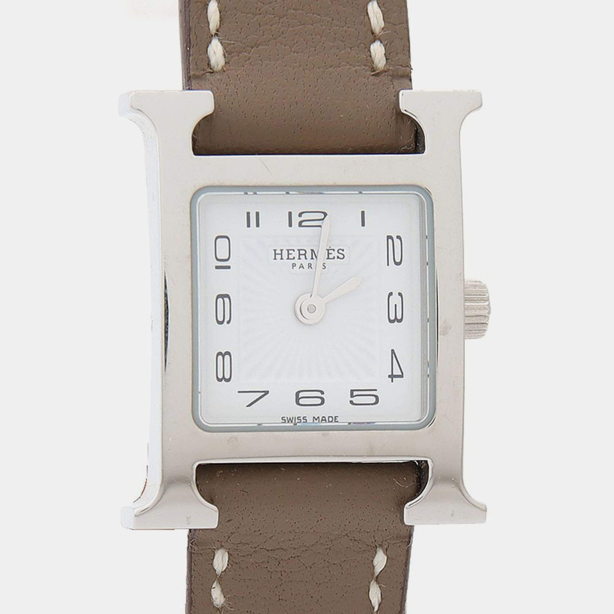 Pre Owned Hermes Heure H HH1.110 Quartz Stainless Steel Women's Wristwatch 17.5 mm