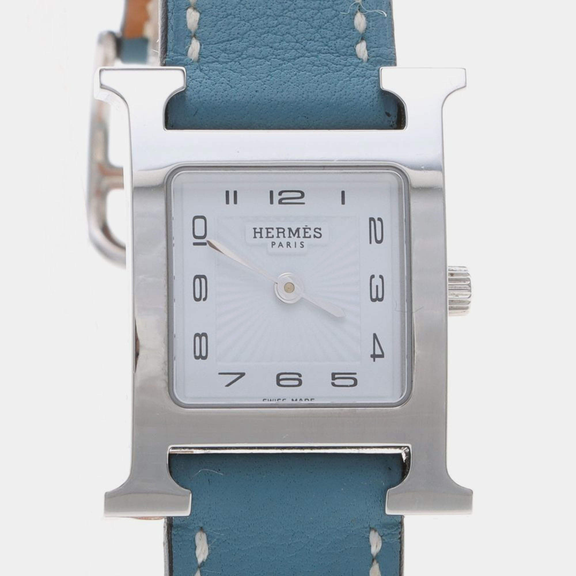 Pre Owned Hermes H Hour HH1.210 Quartz Stainless Steel Women's Wristwatch 21.5 mm