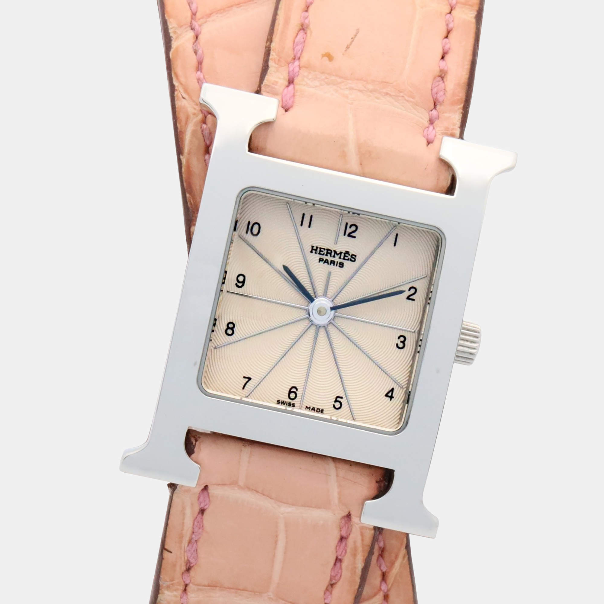 مملوكة مسبقًا Hermes Heure H HH1.210 Quartz Silver Stainless Steel Women's Wristwatch 21 mm