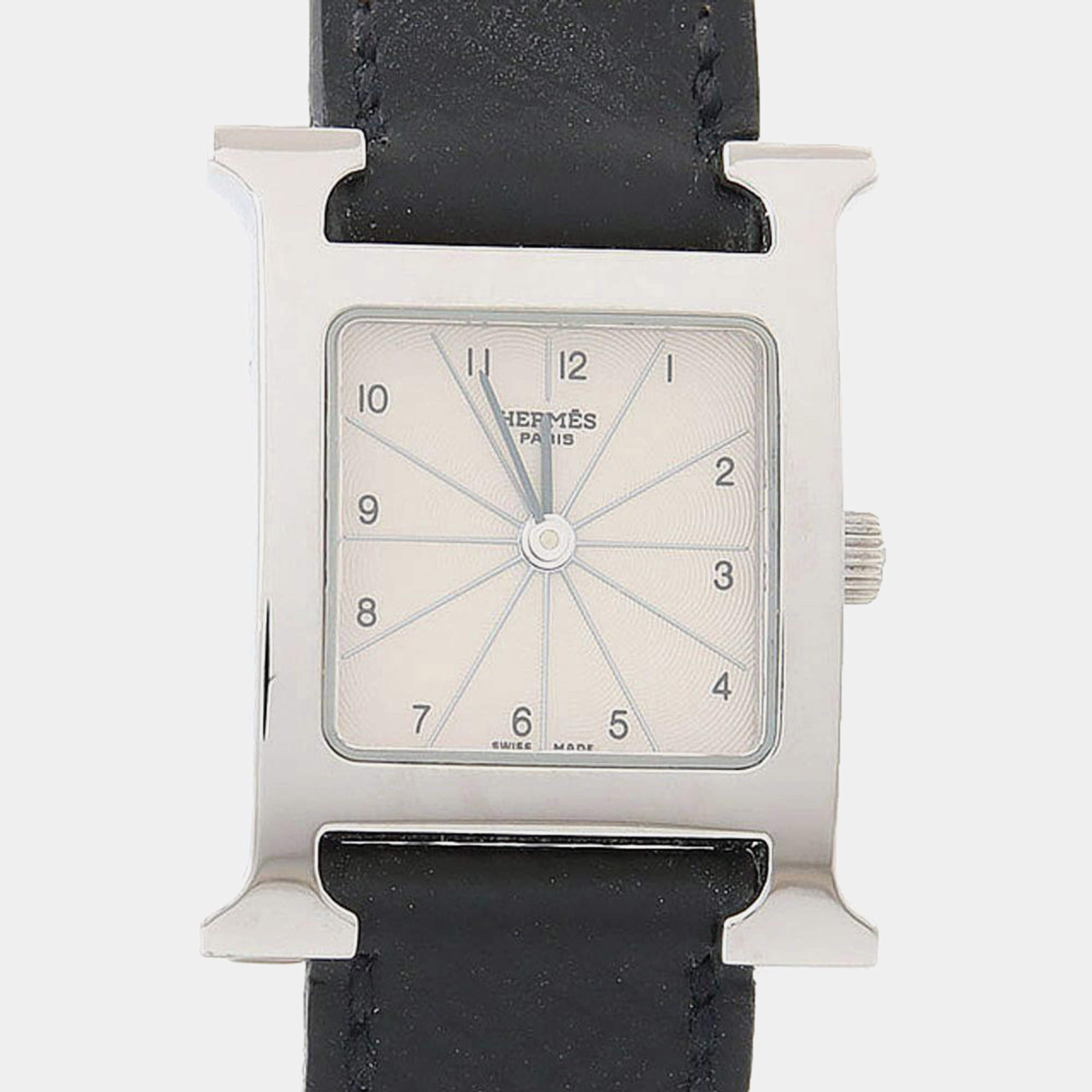 Pre Owned Hermes Heure H White HH1.210 Stainless Steel Quartz Women's Wristwatch 21mm
